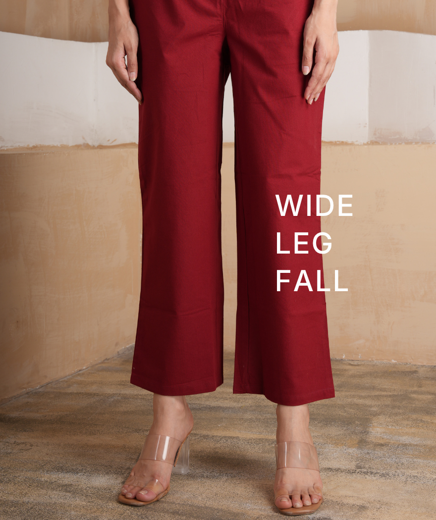 Off White Wide Leg Cotton Pants