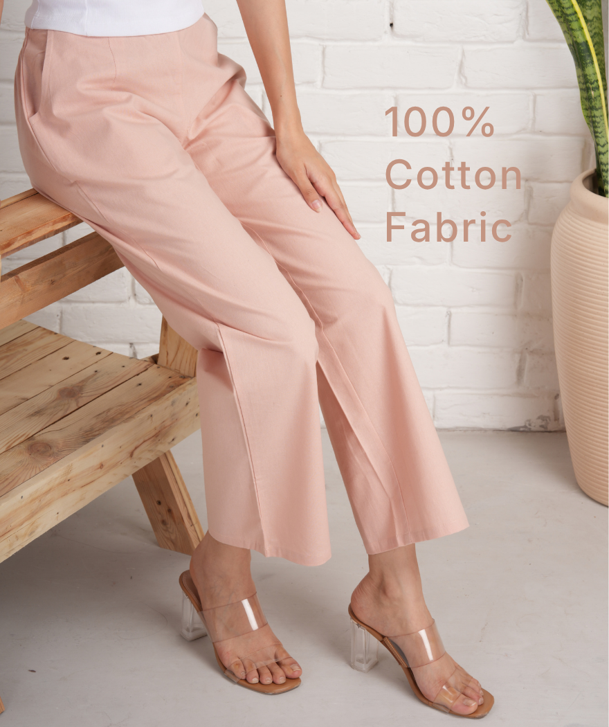 Off White Wide Leg Cotton Pants