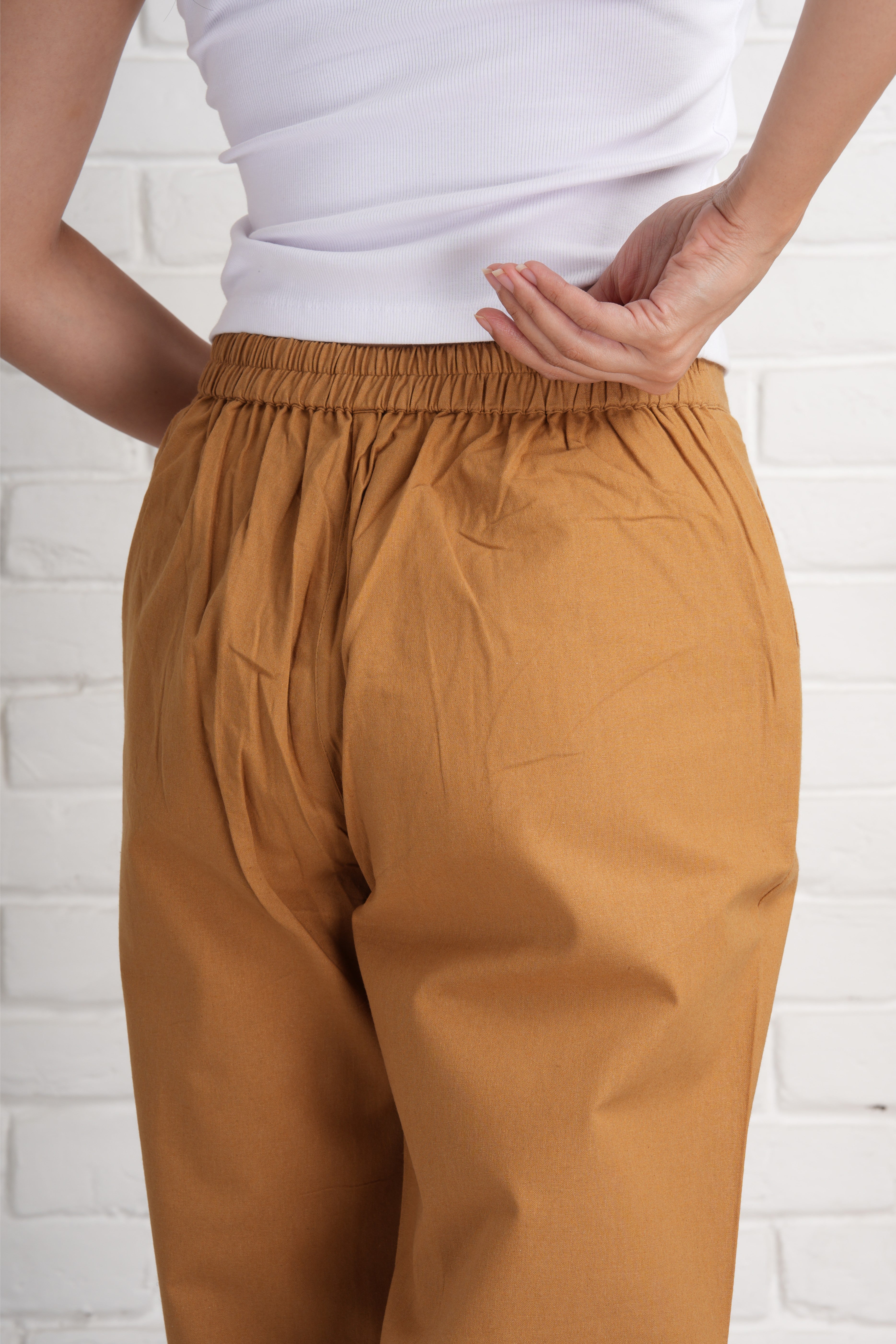 Coffee Brown Wide Leg Cotton Pants