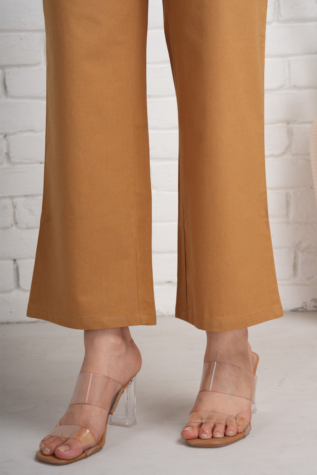 Coffee Brown Wide Leg Cotton Pants