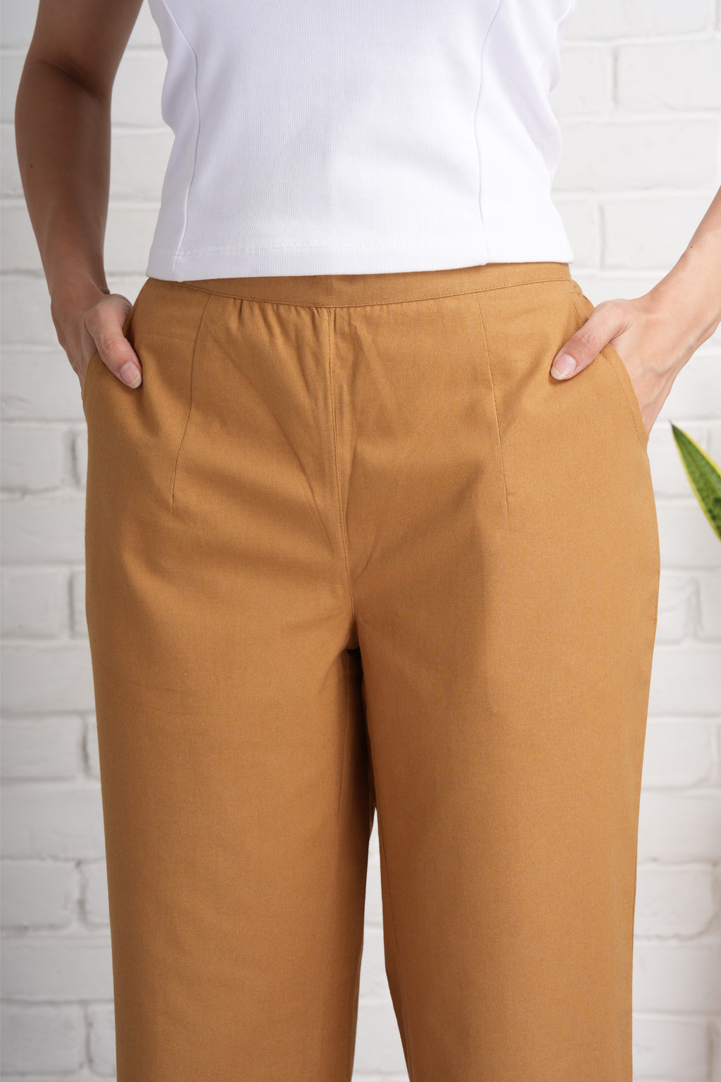 Coffee Brown Wide Leg Cotton Pants
