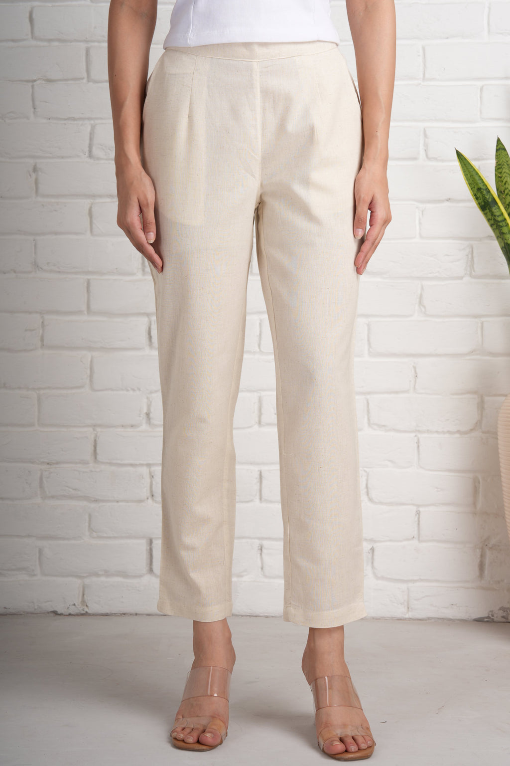 Ecru Cotton Pants
