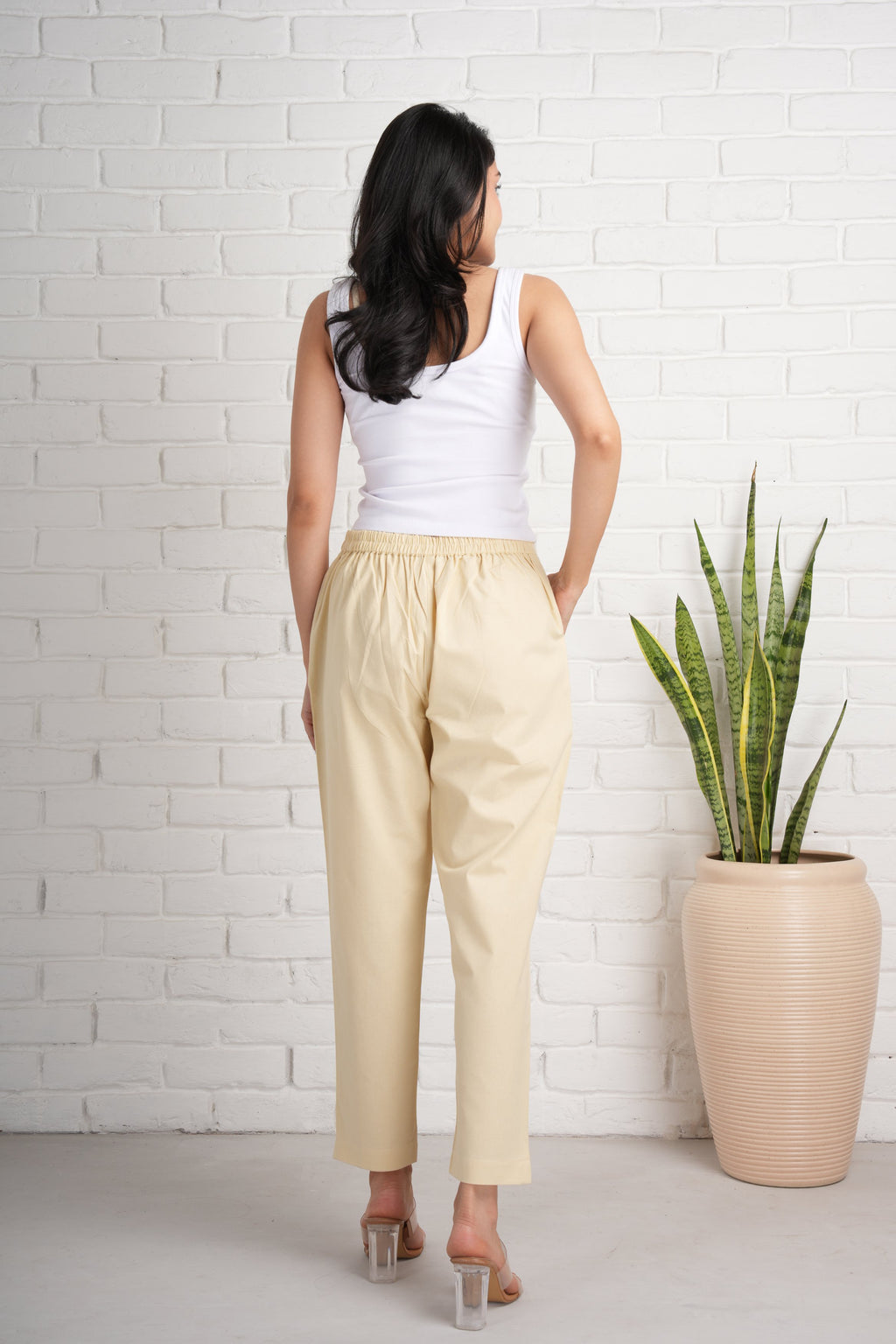 Beige Cotton Pants