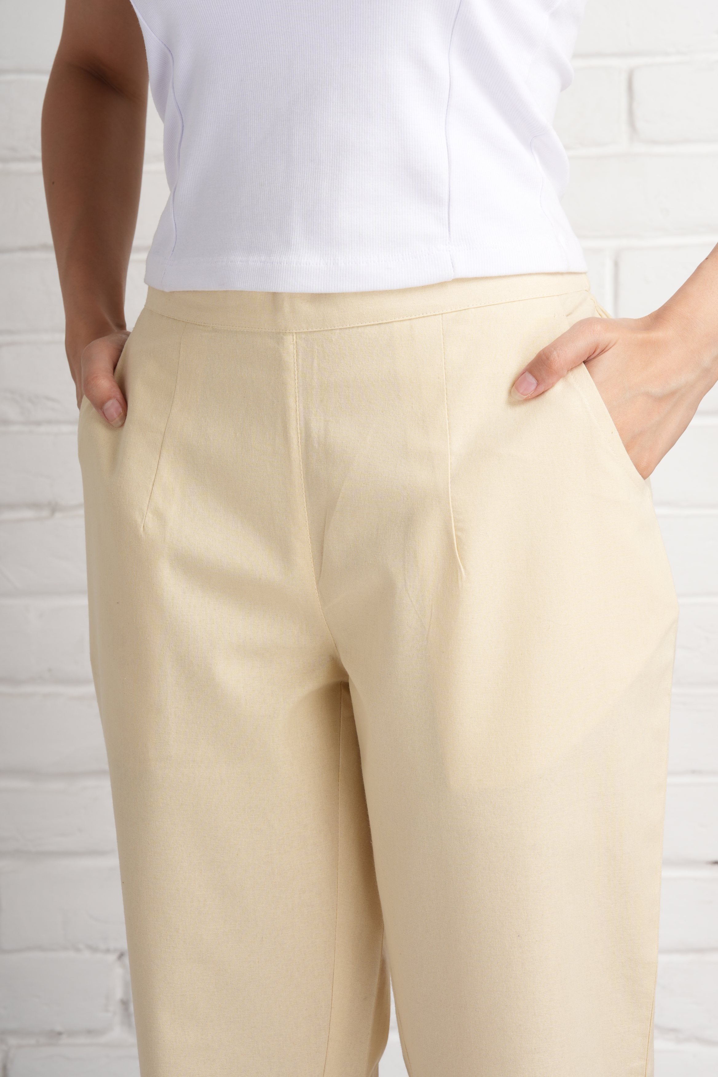 Beige Cotton Pants