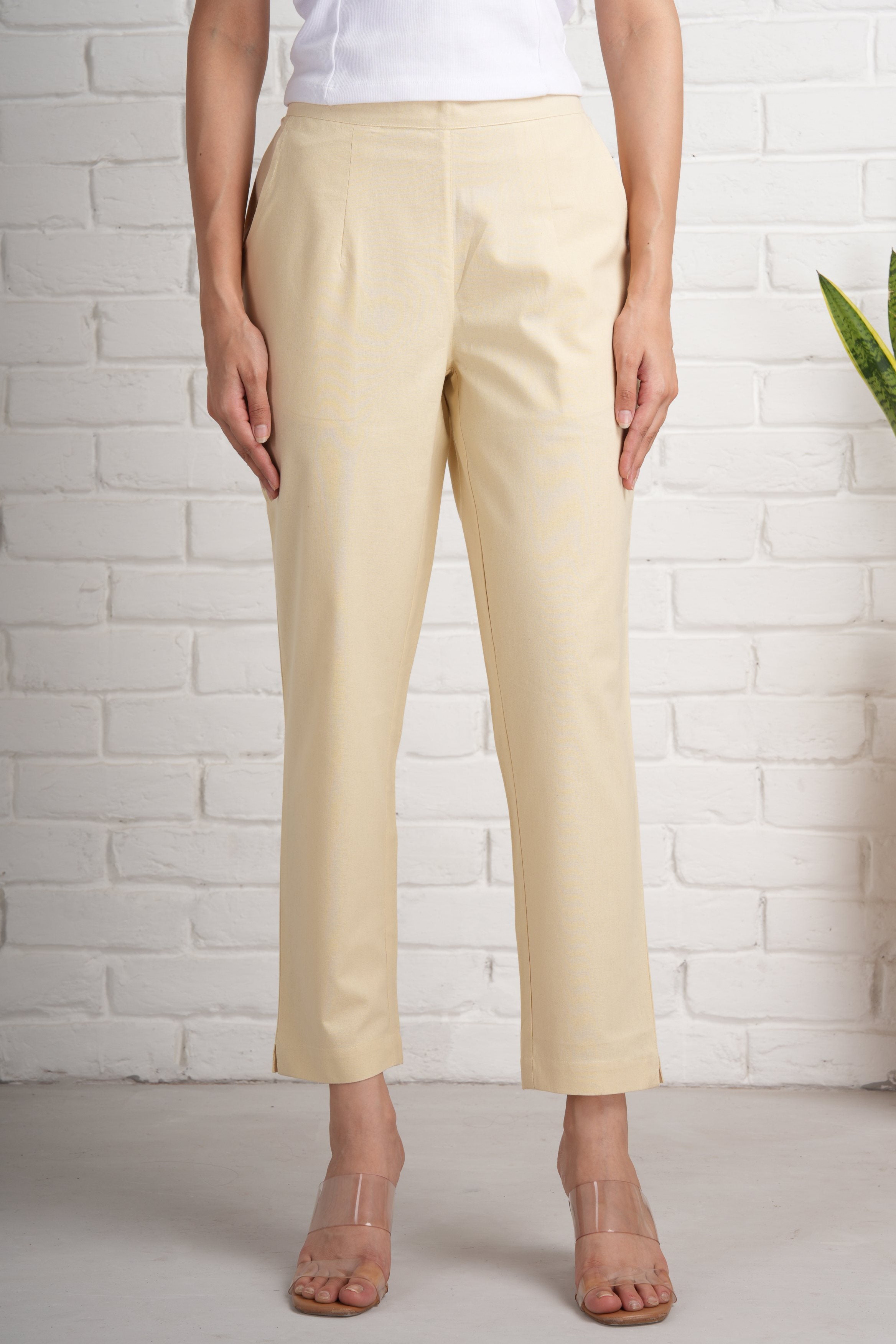 Beige Cotton Pants