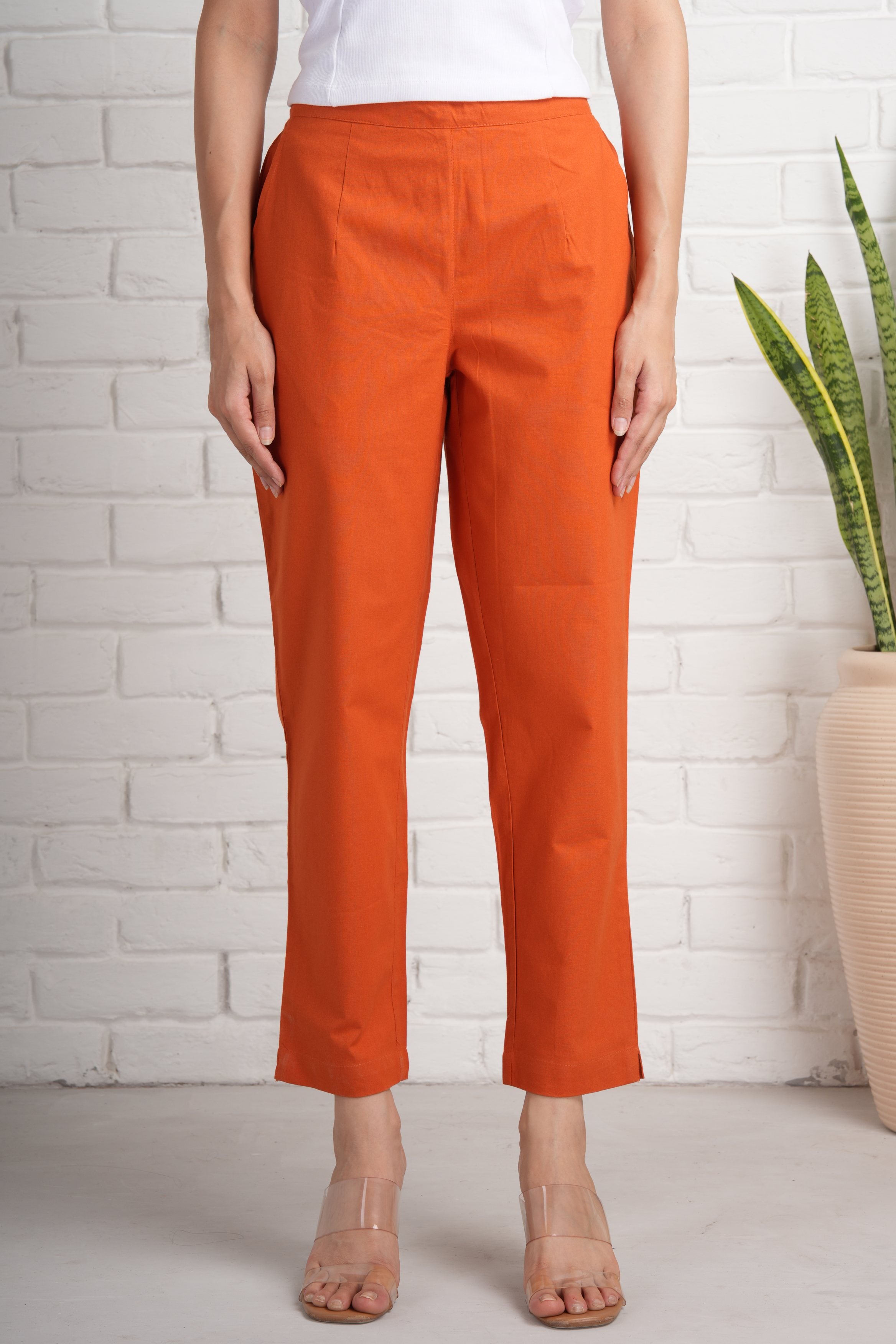 Rust Cotton Pants