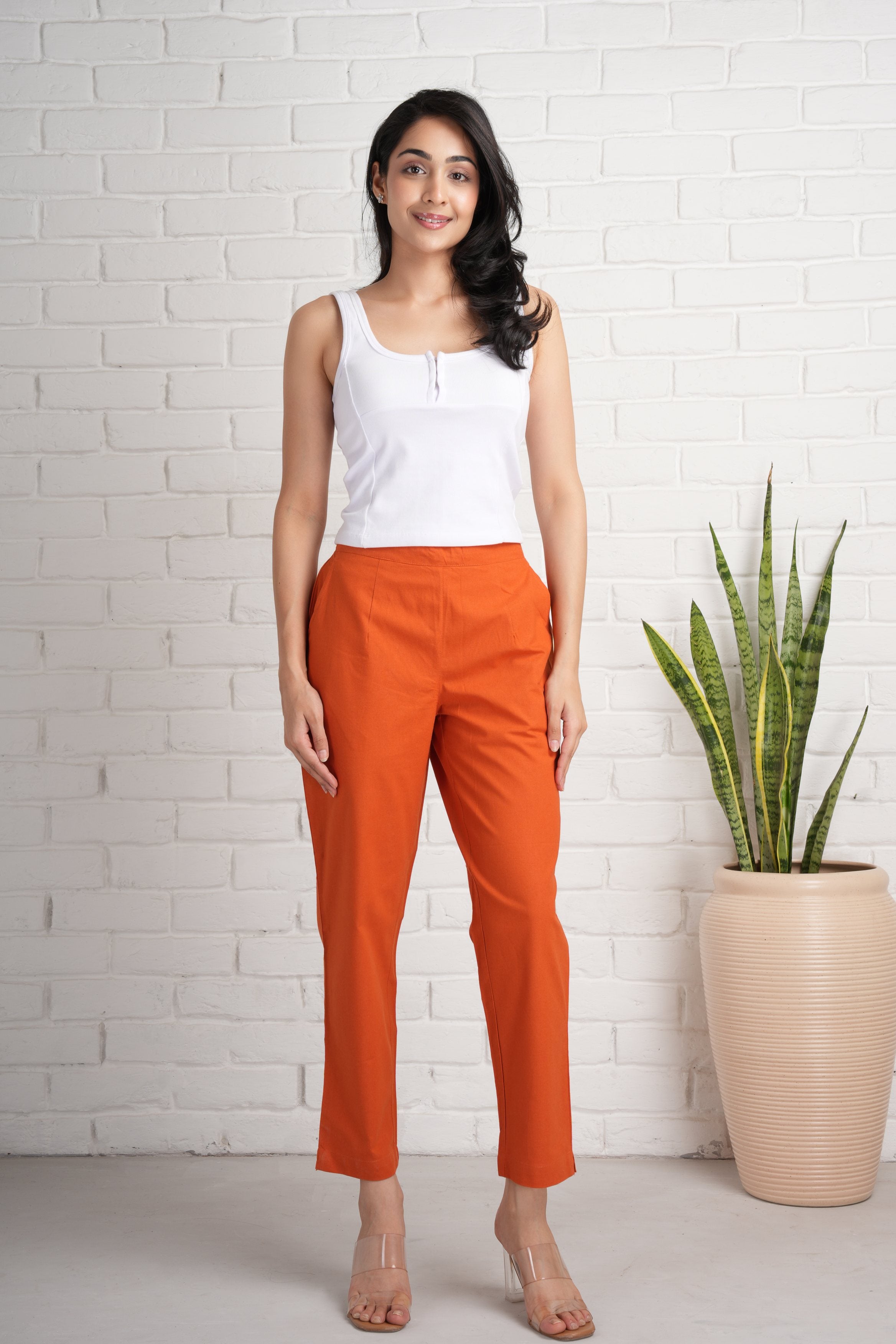 Rust Cotton Pants