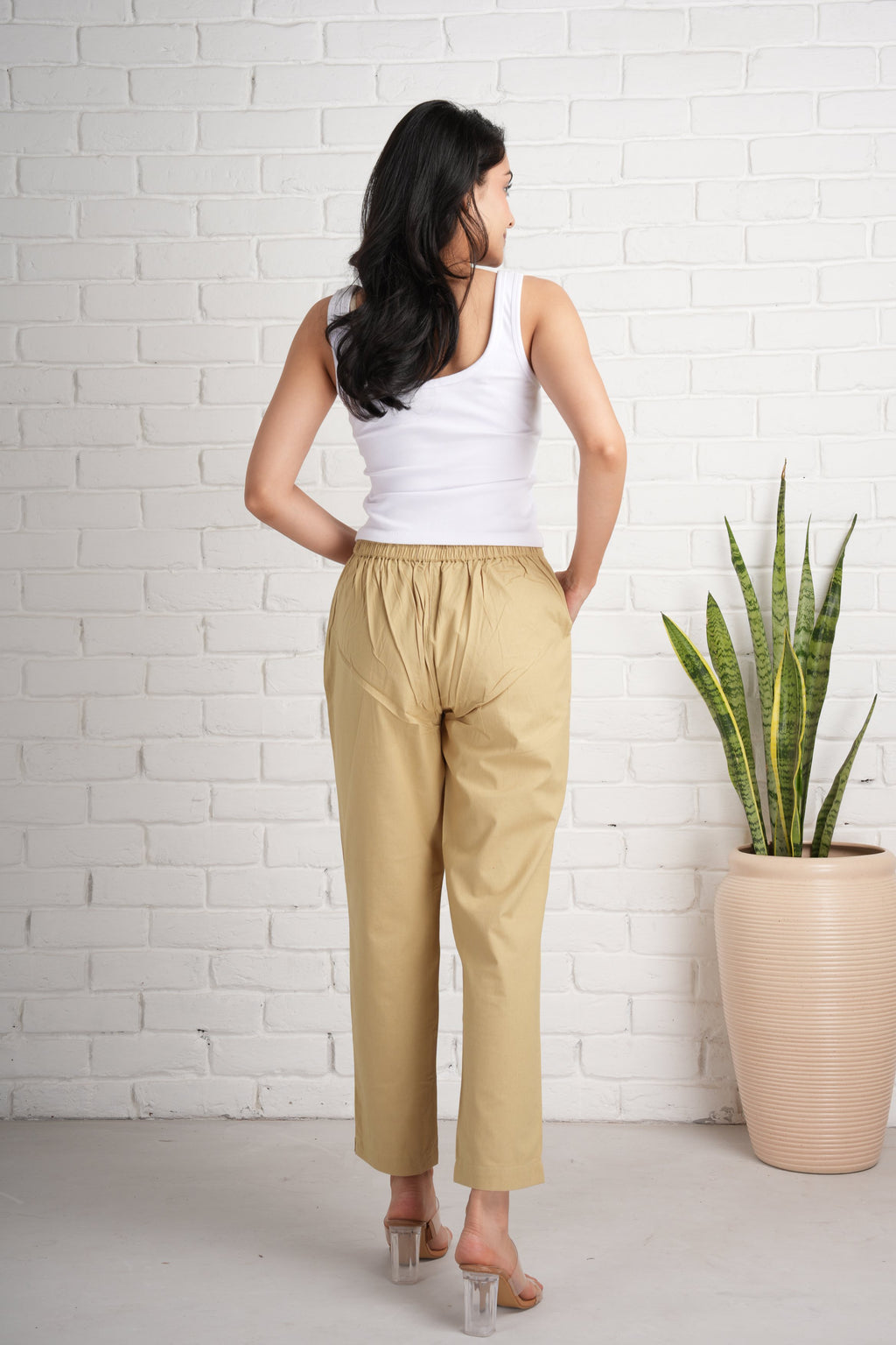 Camel Brown Cotton Pants