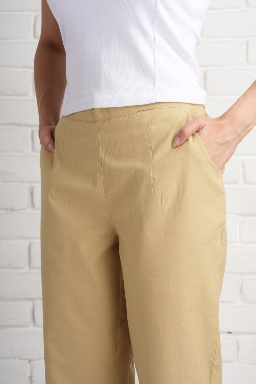 Camel Brown Cotton Pants