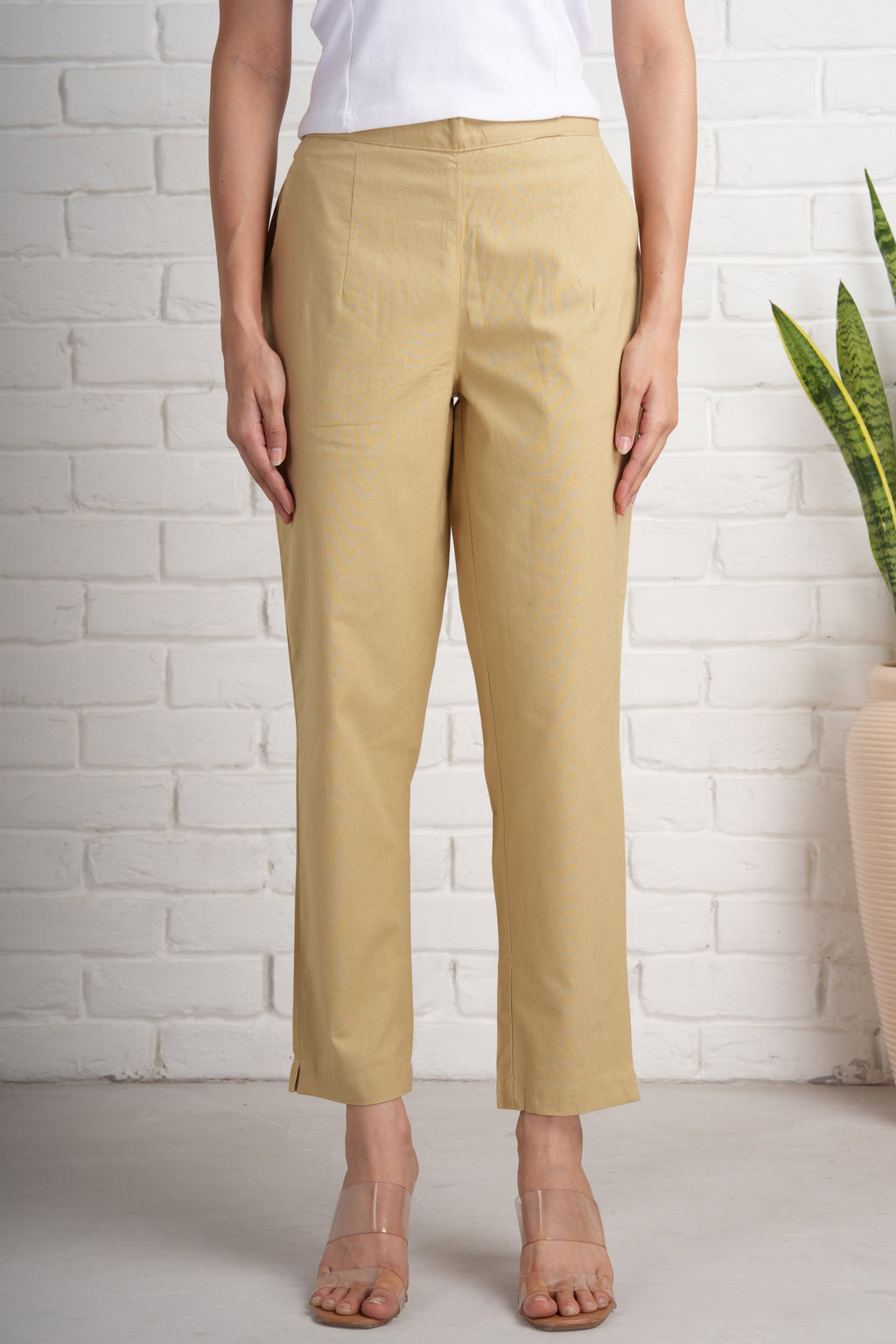 Camel Brown Cotton Pants
