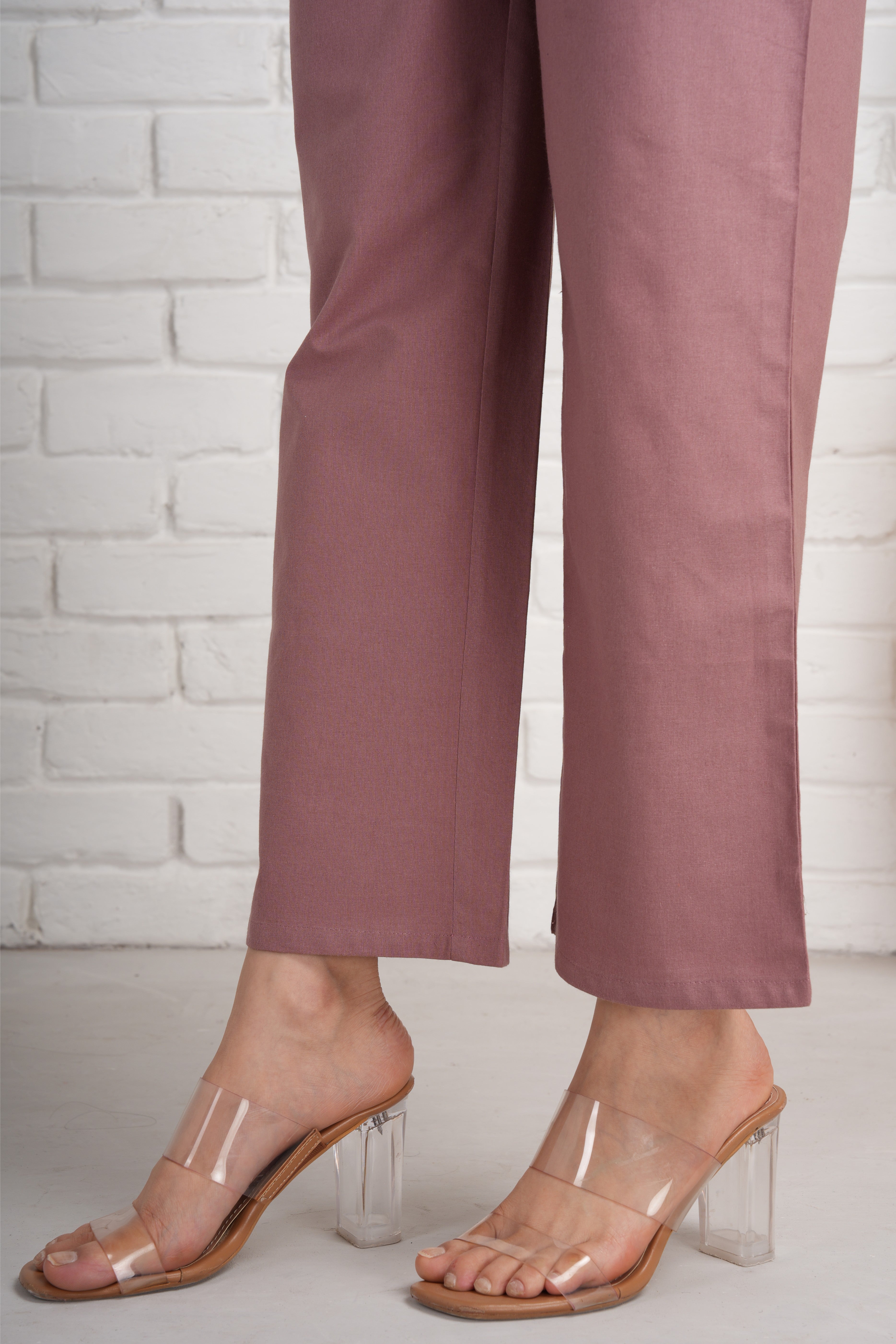 Rose Taupe Wide Leg Cotton Pants