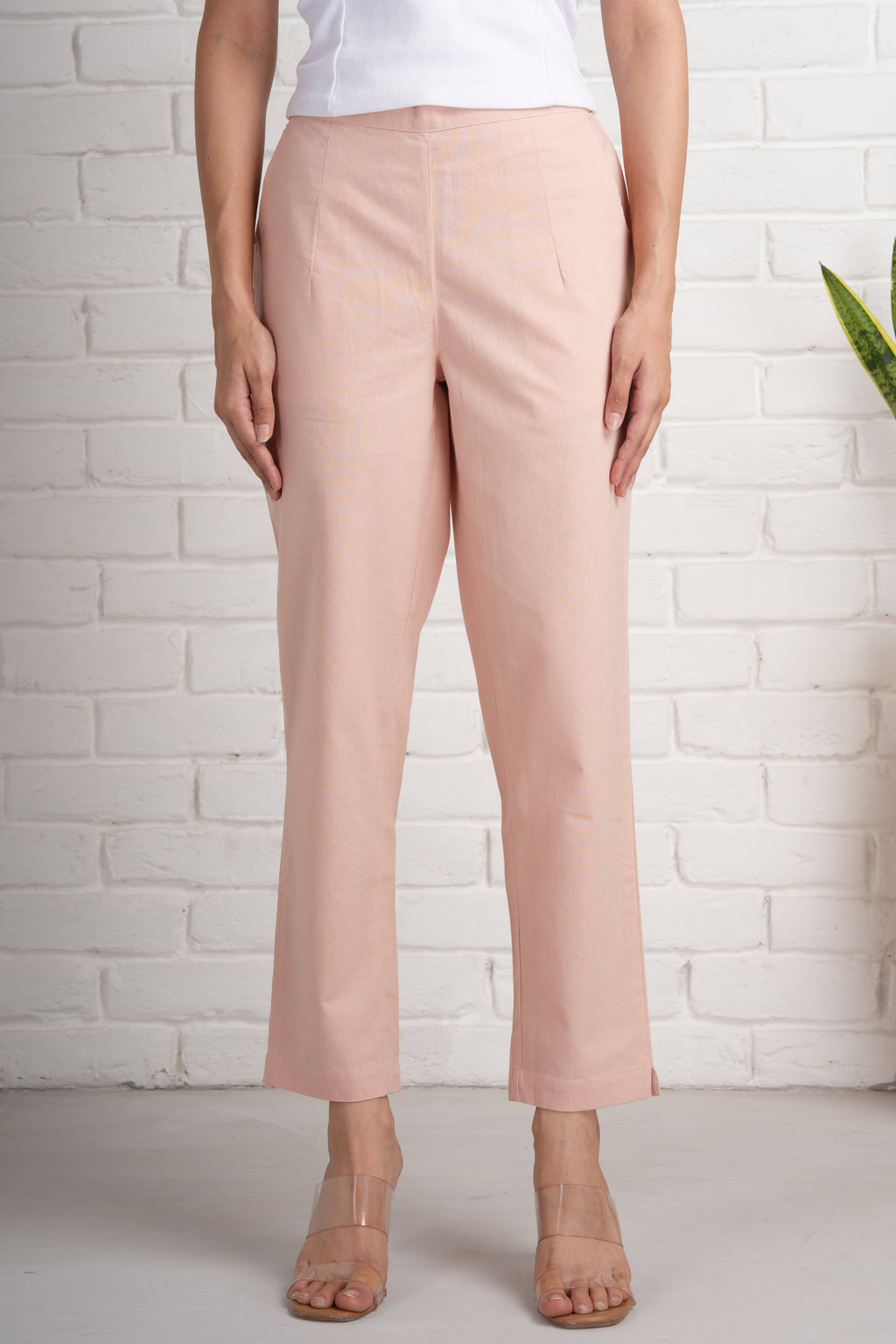Salmon Pink Cotton Pants