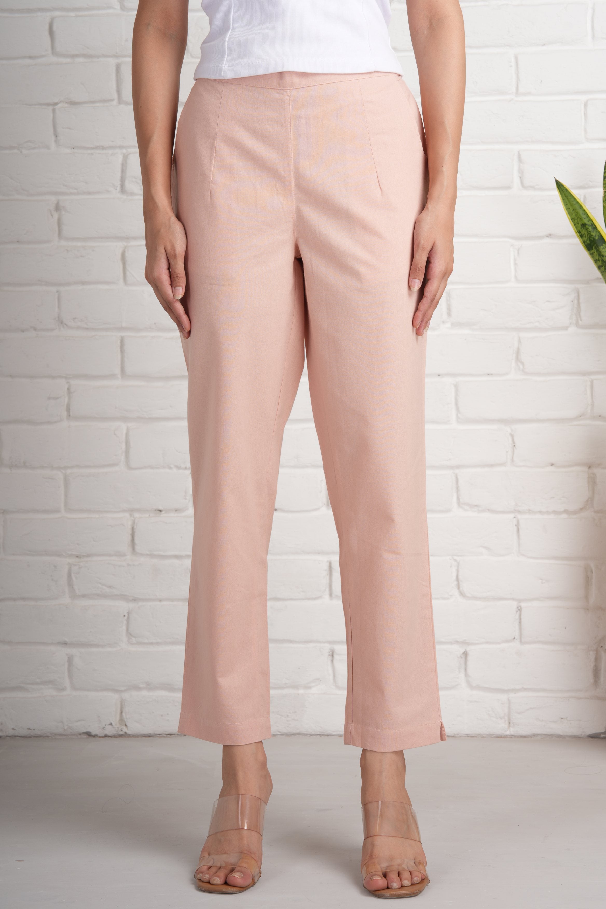 Salmon Pink Cotton Pants