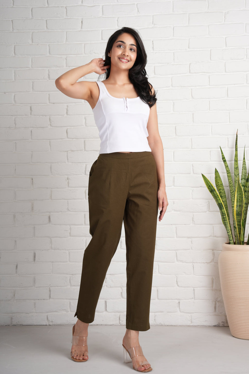 Olive Cotton Pants