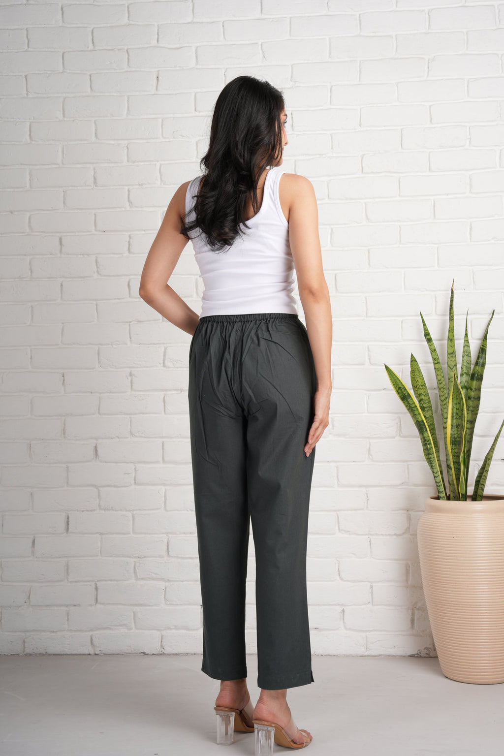 Cement Grey Cotton Pants