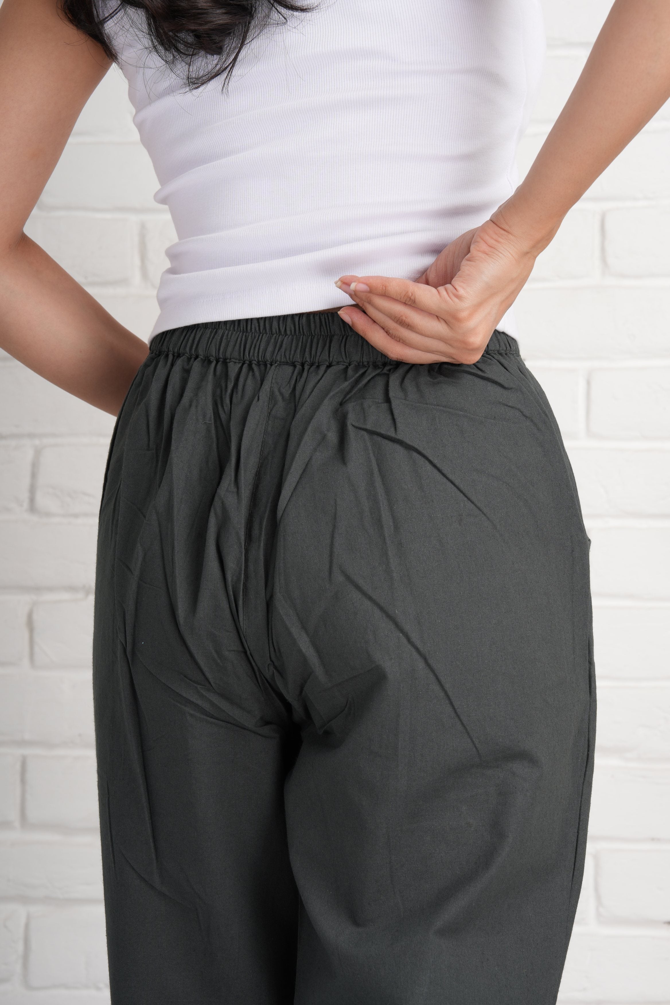 Cement Grey Cotton Pants