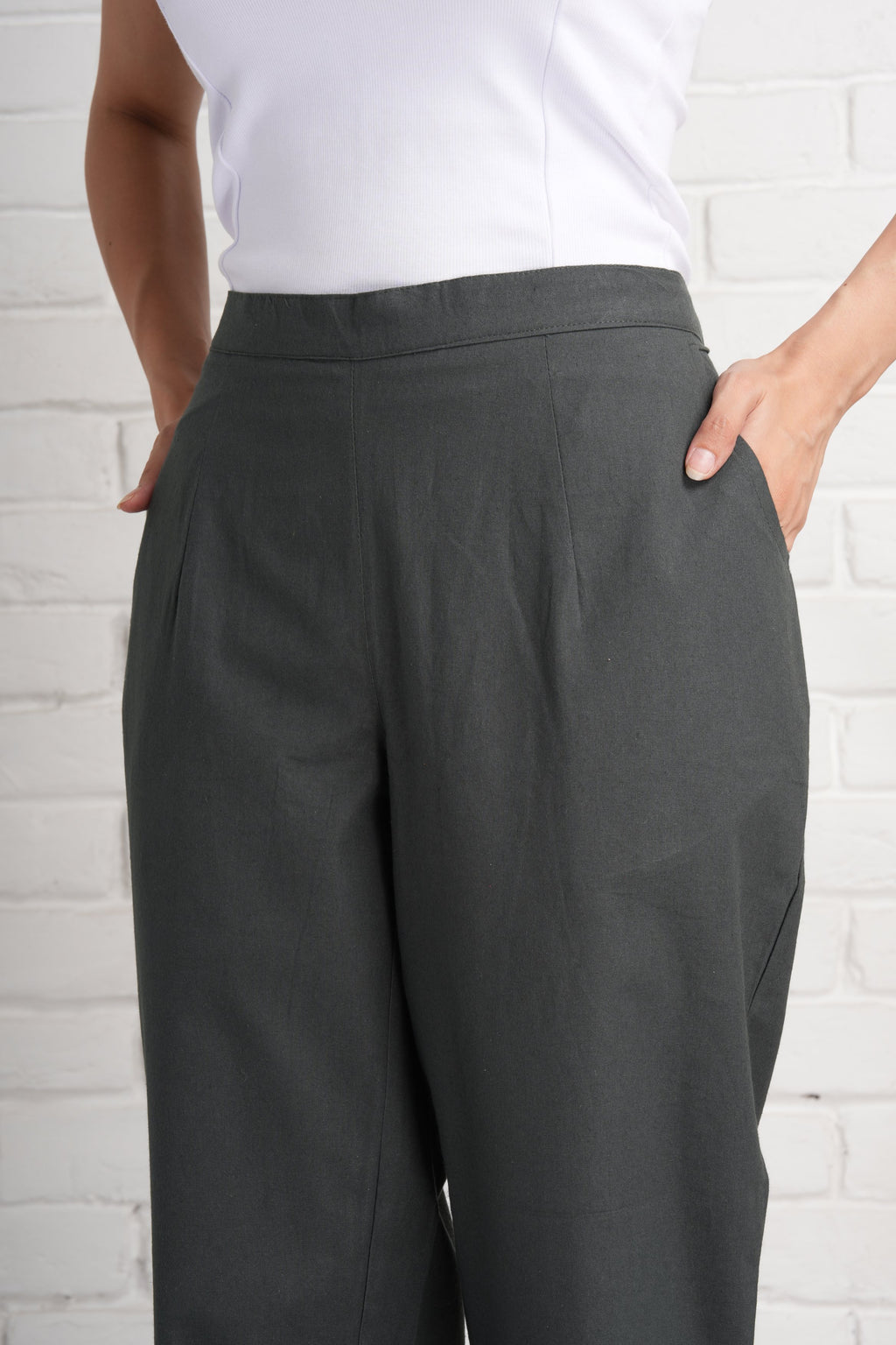 Cement Grey Cotton Pants