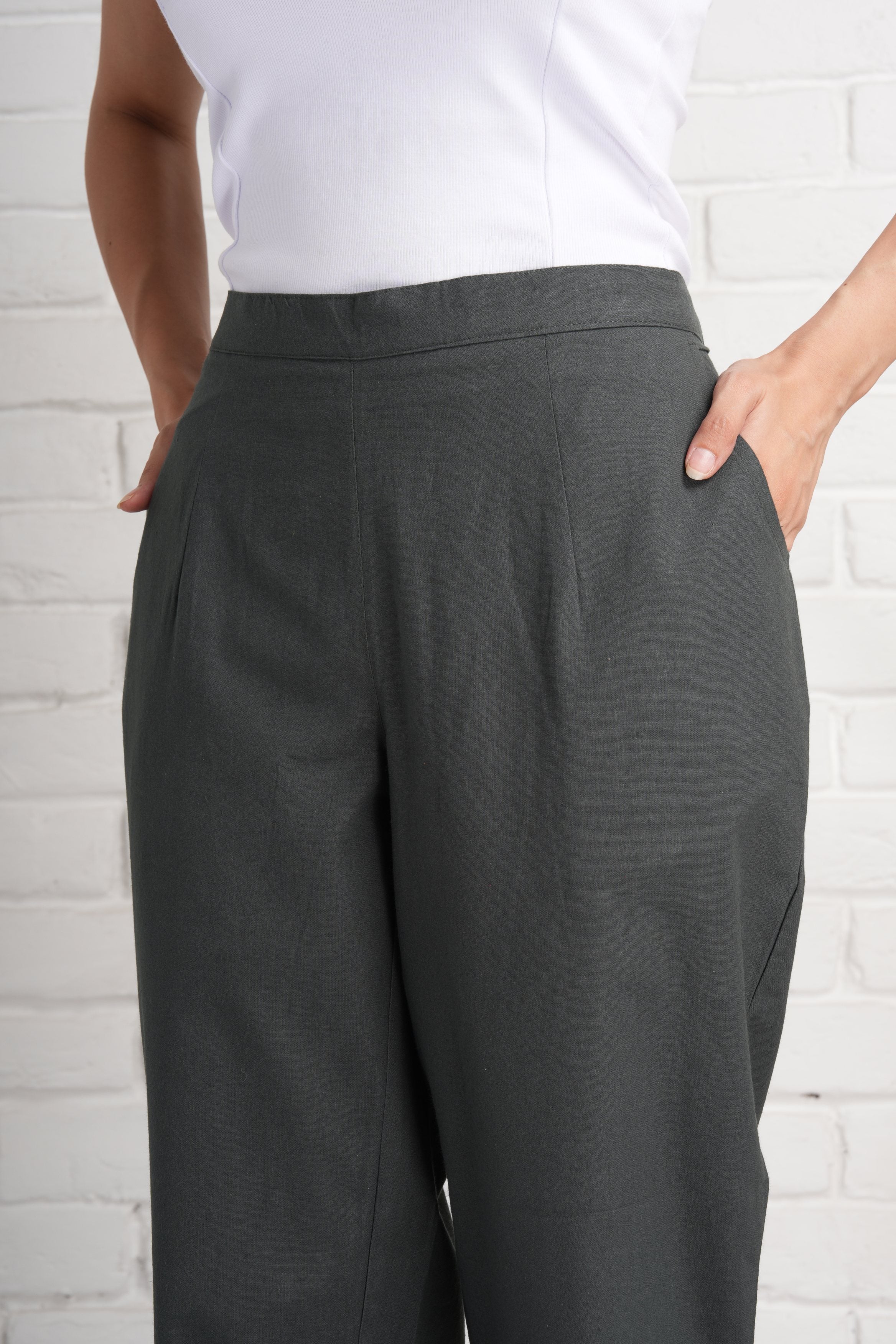 Cement Grey Cotton Pants