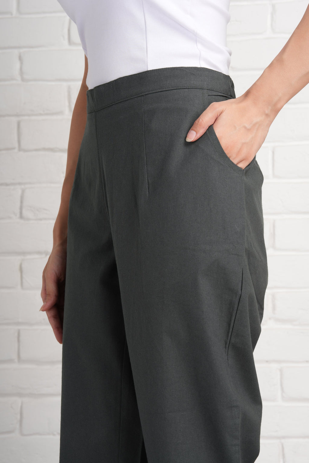 Cement Grey Cotton Pants