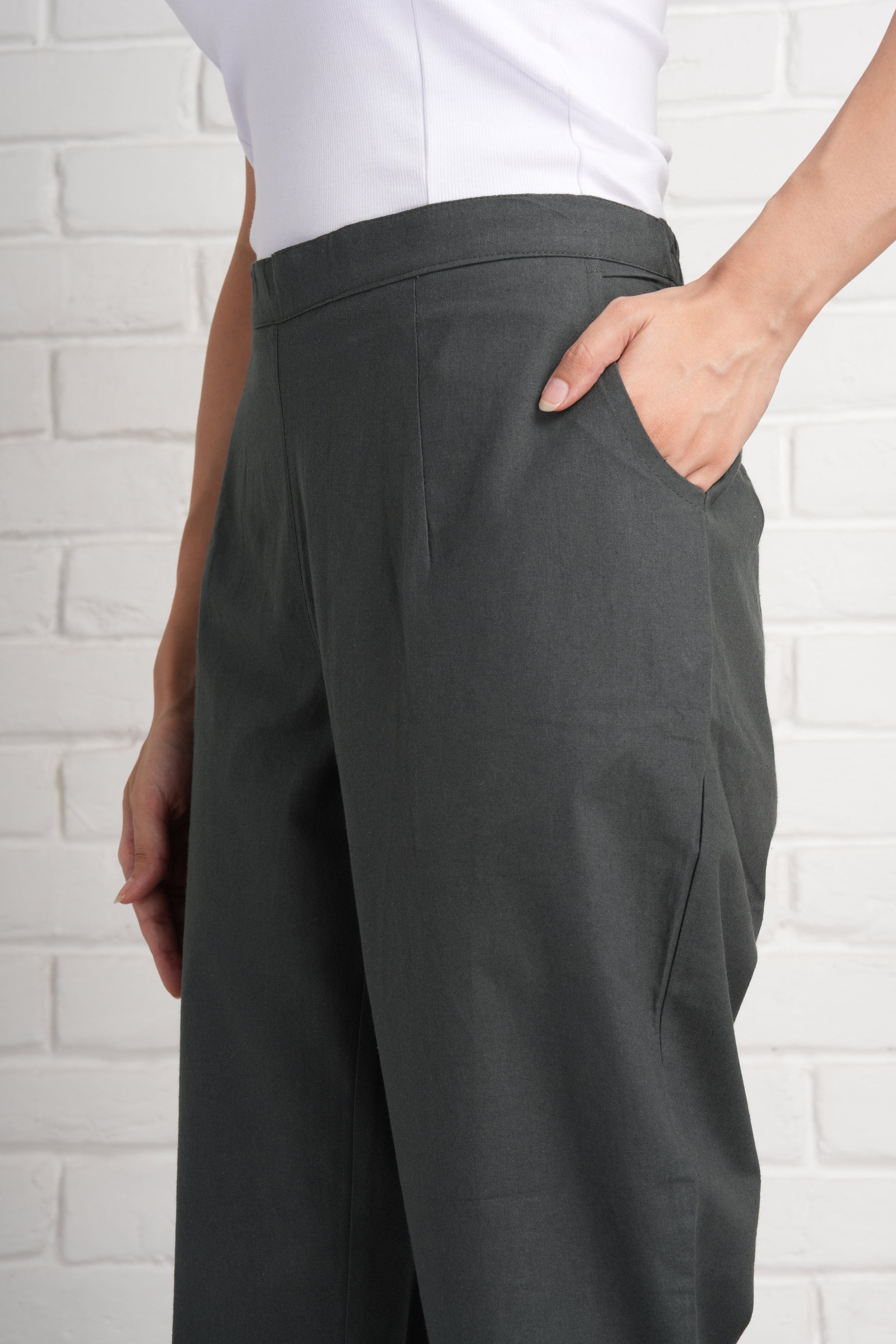 Cement Grey Cotton Pants