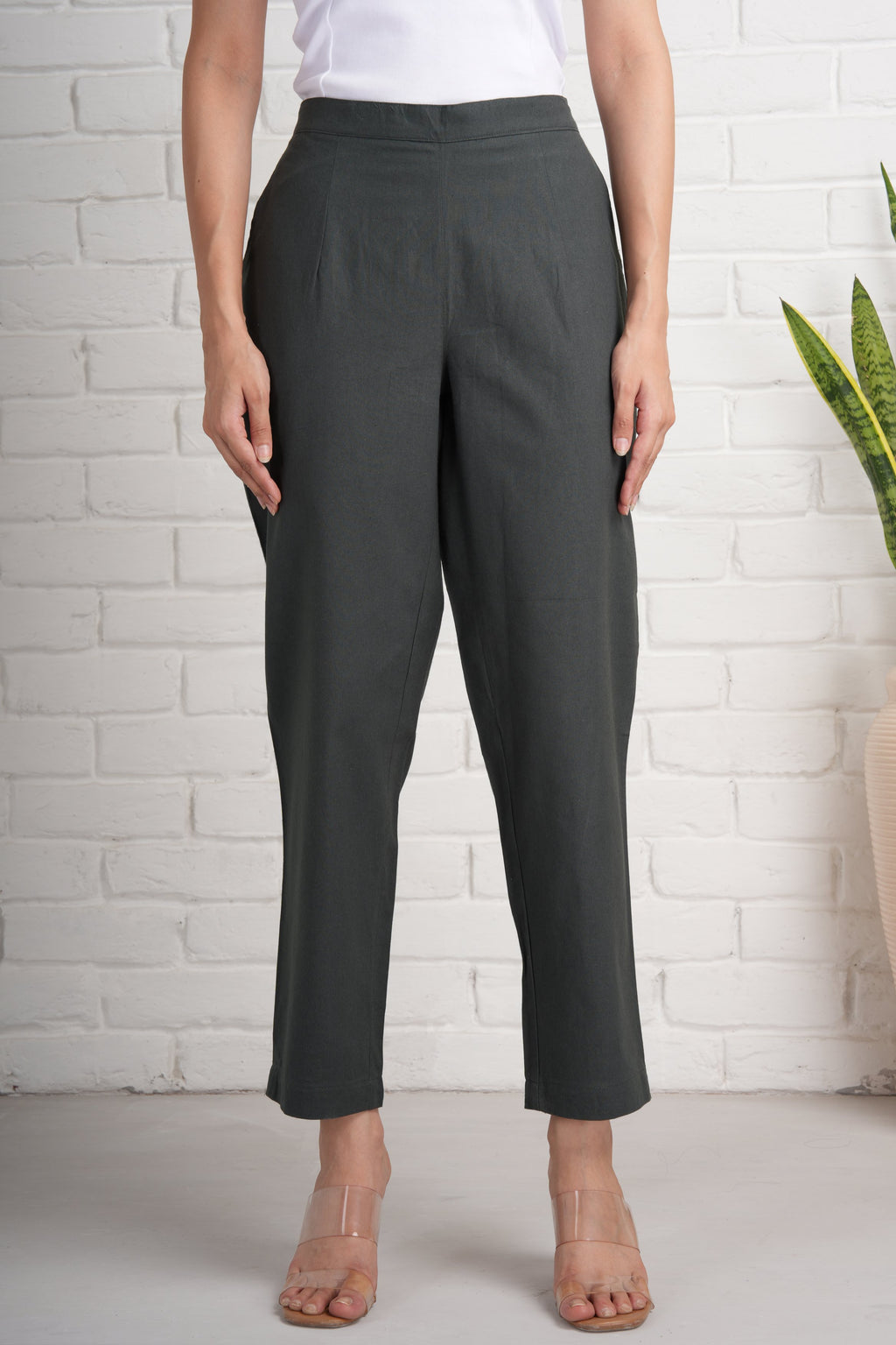 Cement Grey Cotton Pants