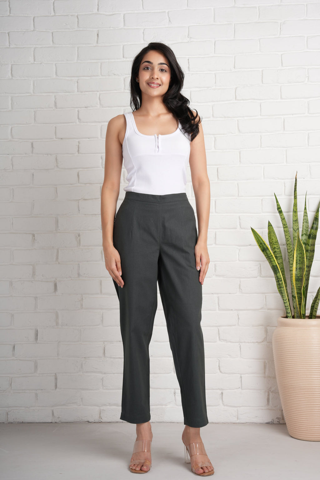 Cement Grey Cotton Pants