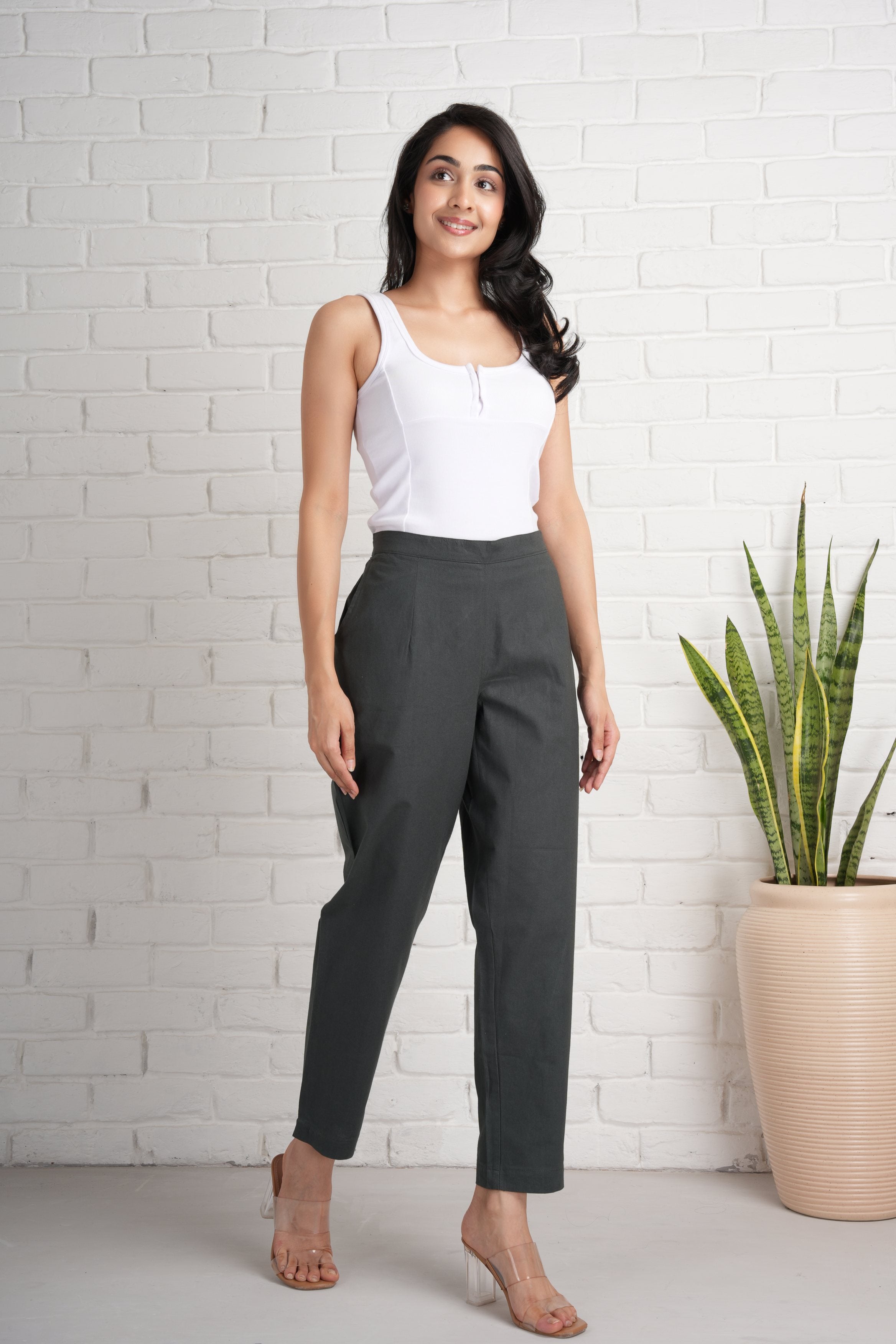 Cement Grey Cotton Pants