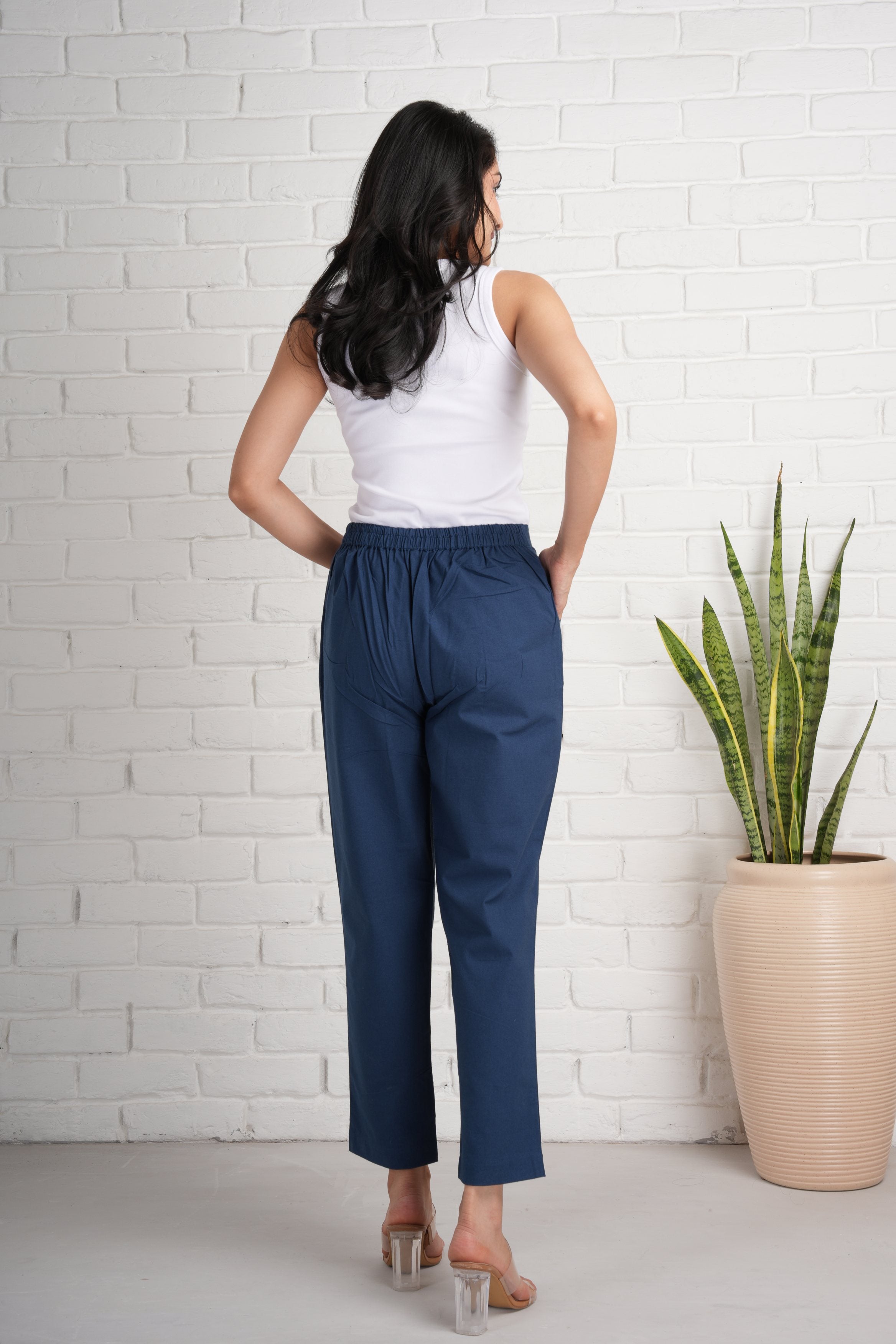 Navy Blue Cotton Pants