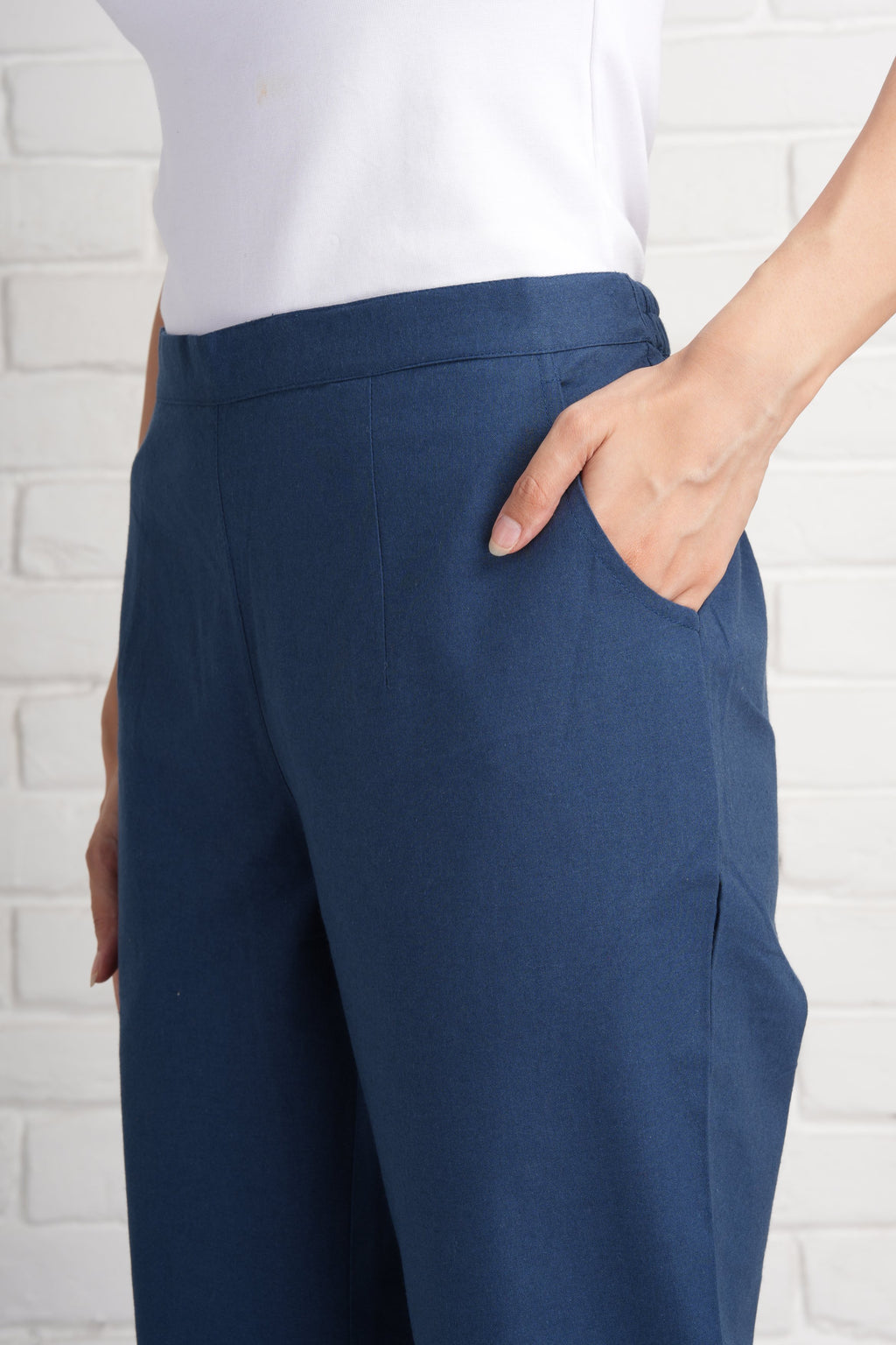 Navy Blue Cotton Pants