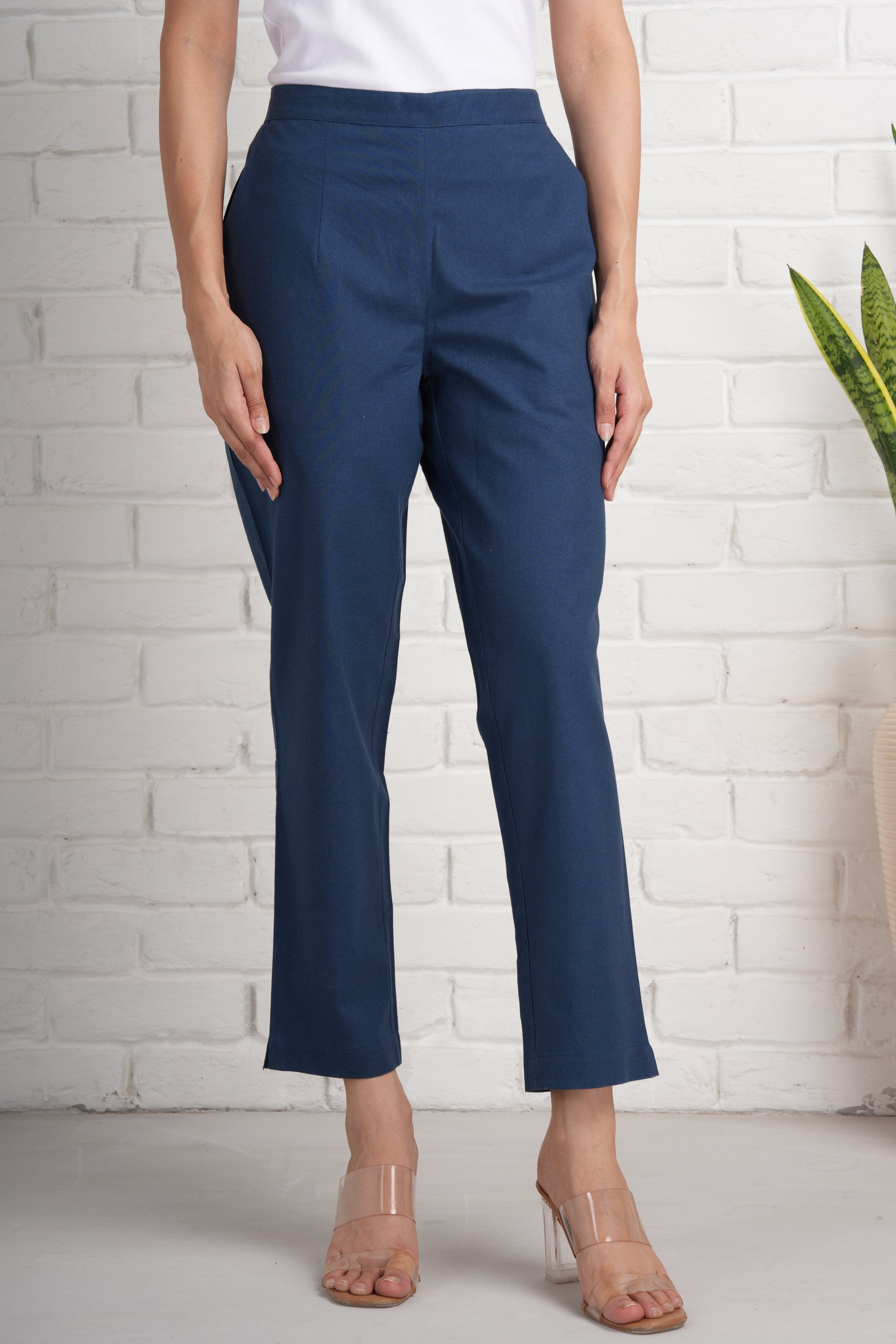 Navy Blue Cotton Pants