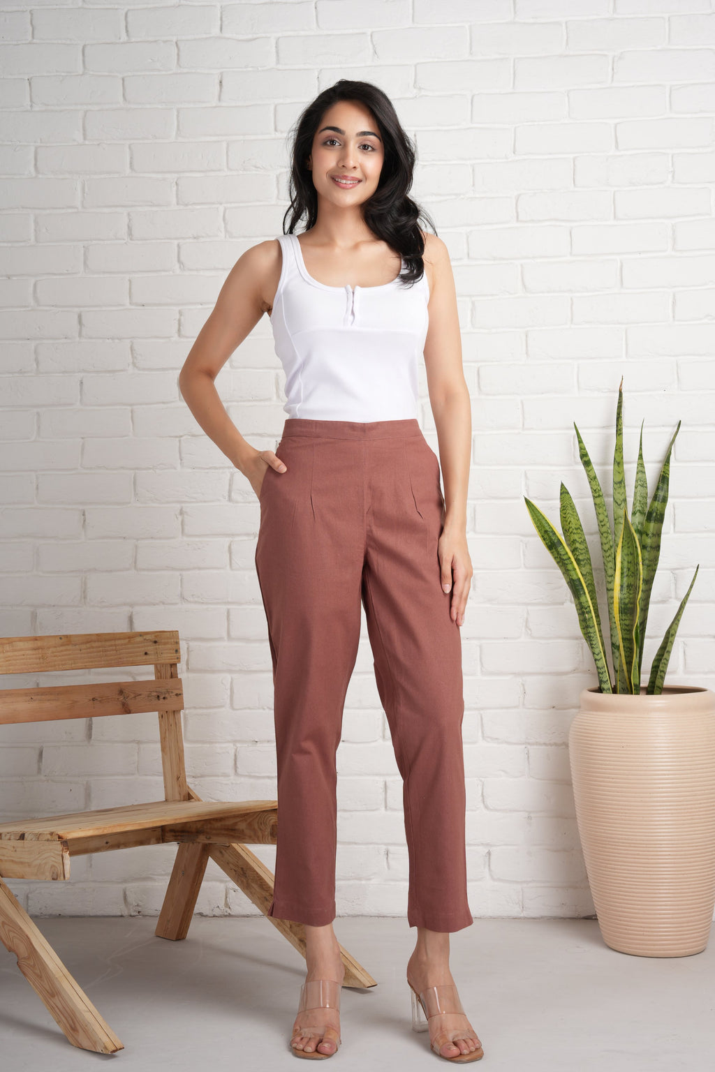 Rose Taupe Cotton Pants