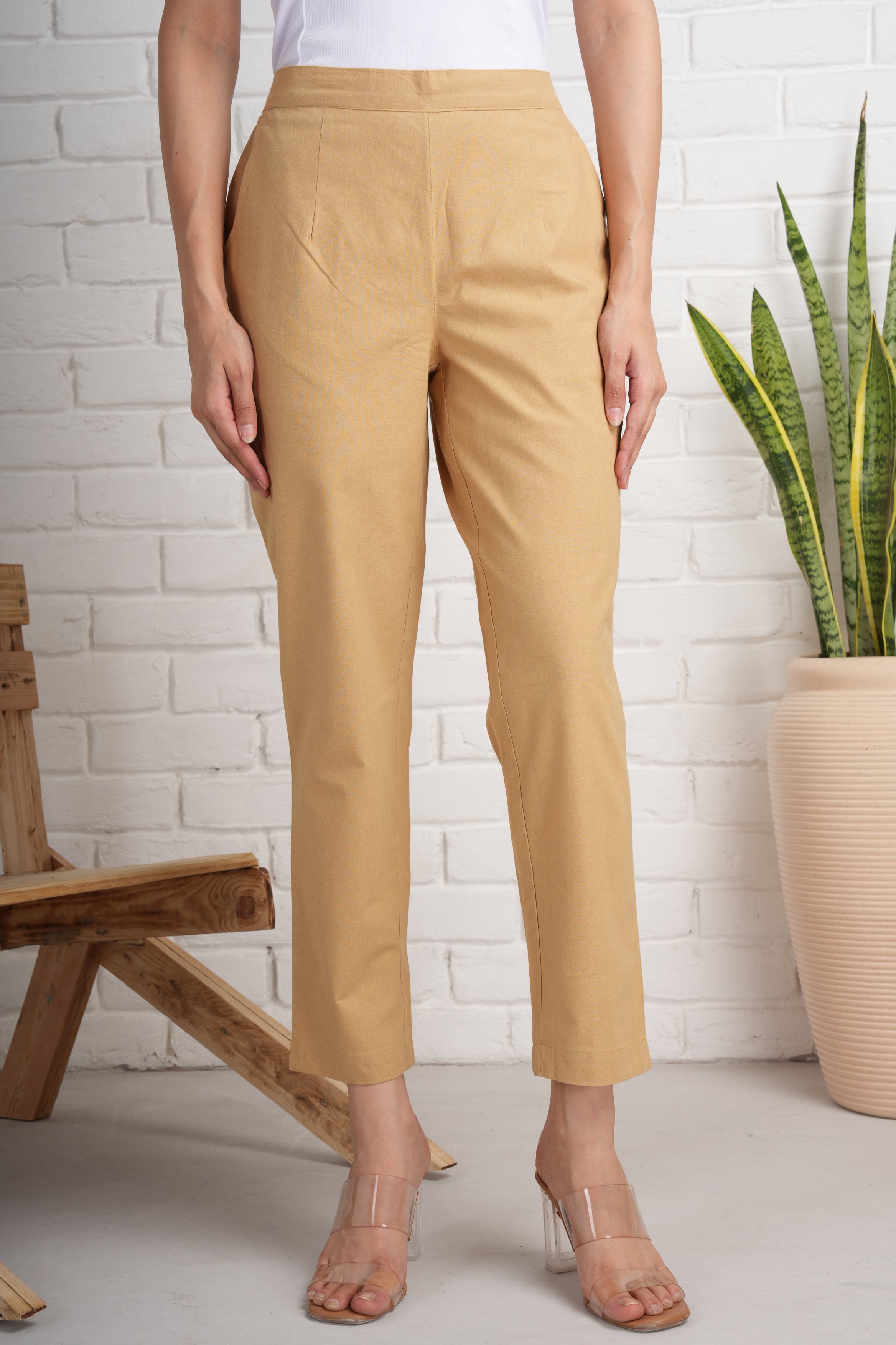 Coffee Brown Cotton Pants