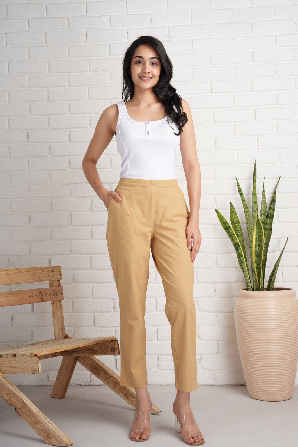 Coffee Brown Cotton Pants