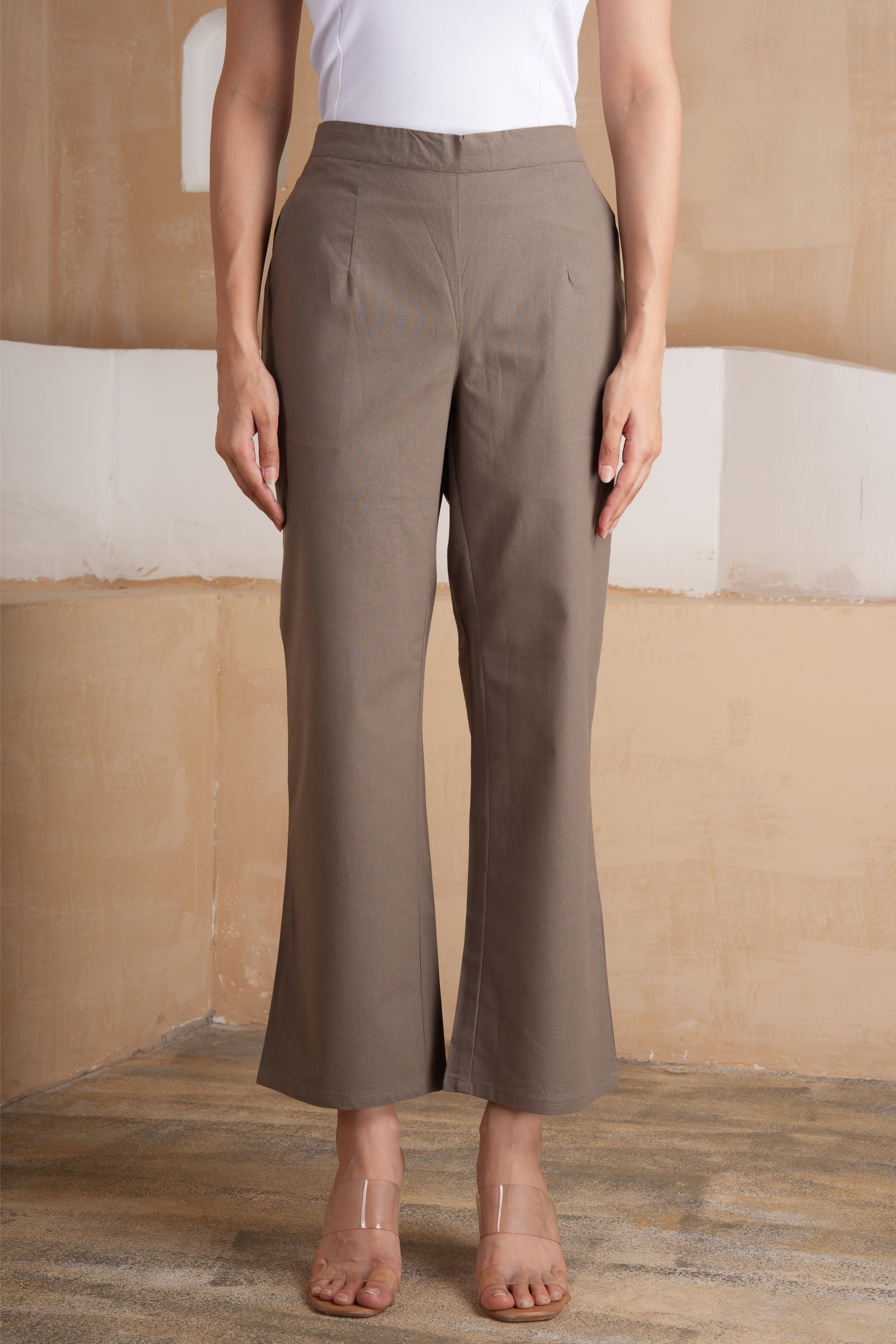 Soft Clay Wide Leg Cotton Pants