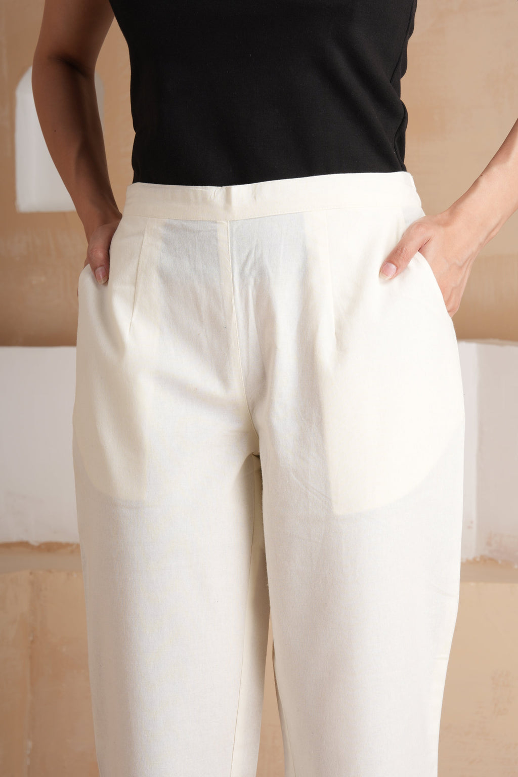 Off White Cotton Pants