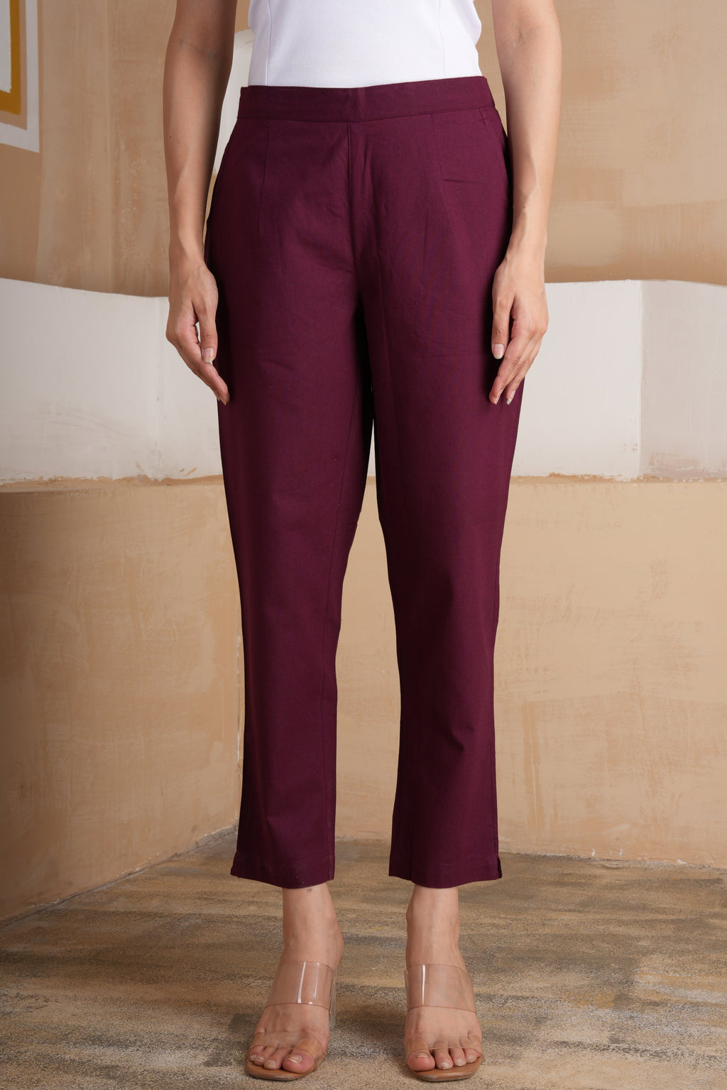 Wine Cotton Pants