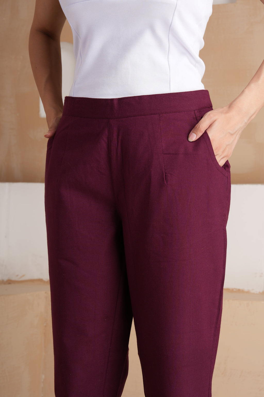 Wine Cotton Pants