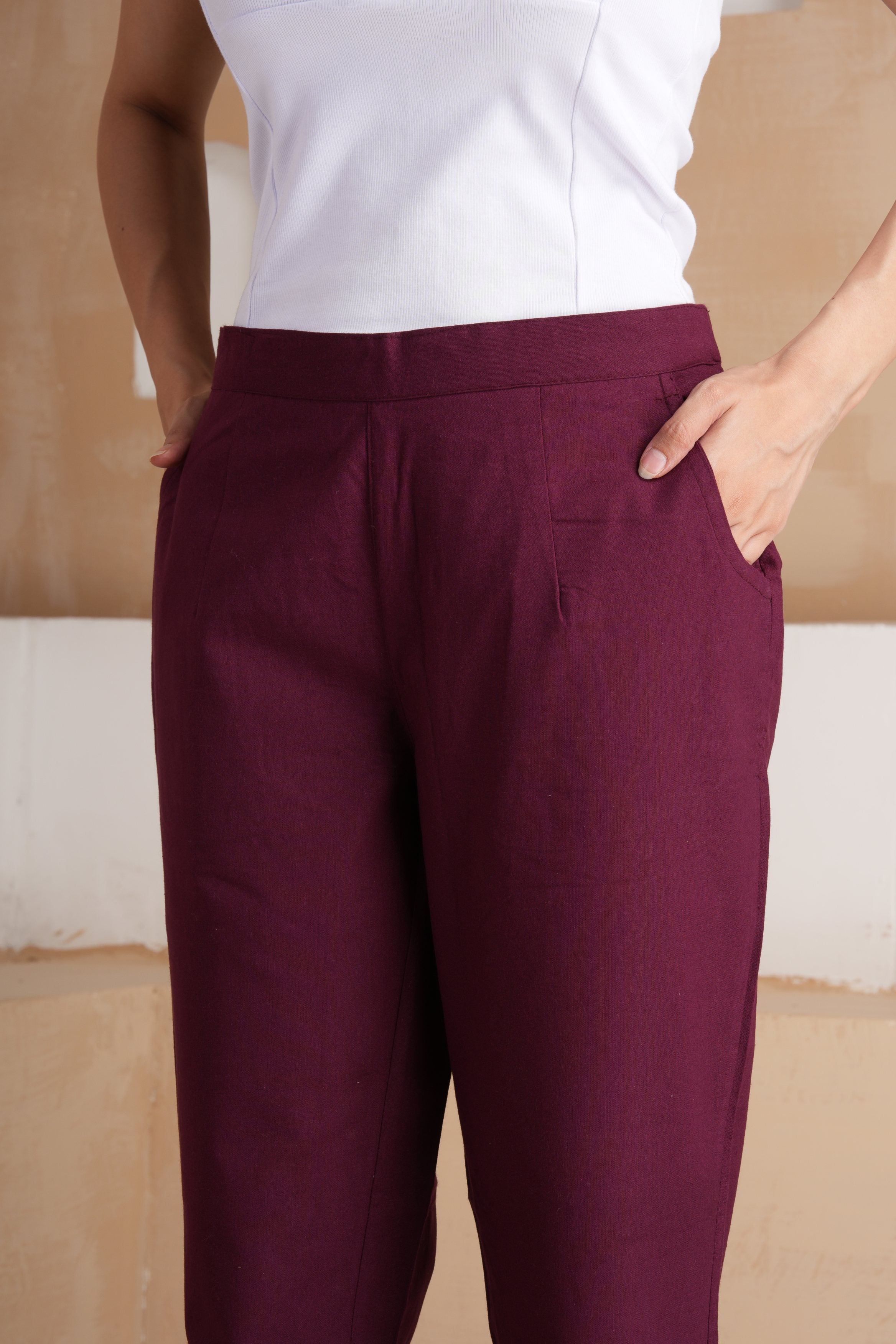 Wine Cotton Pants