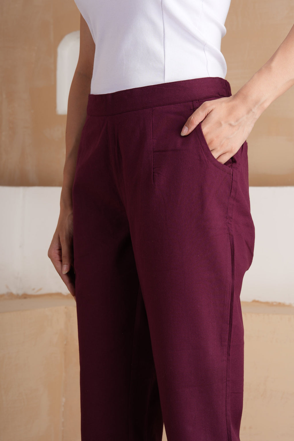 Wine Cotton Pants