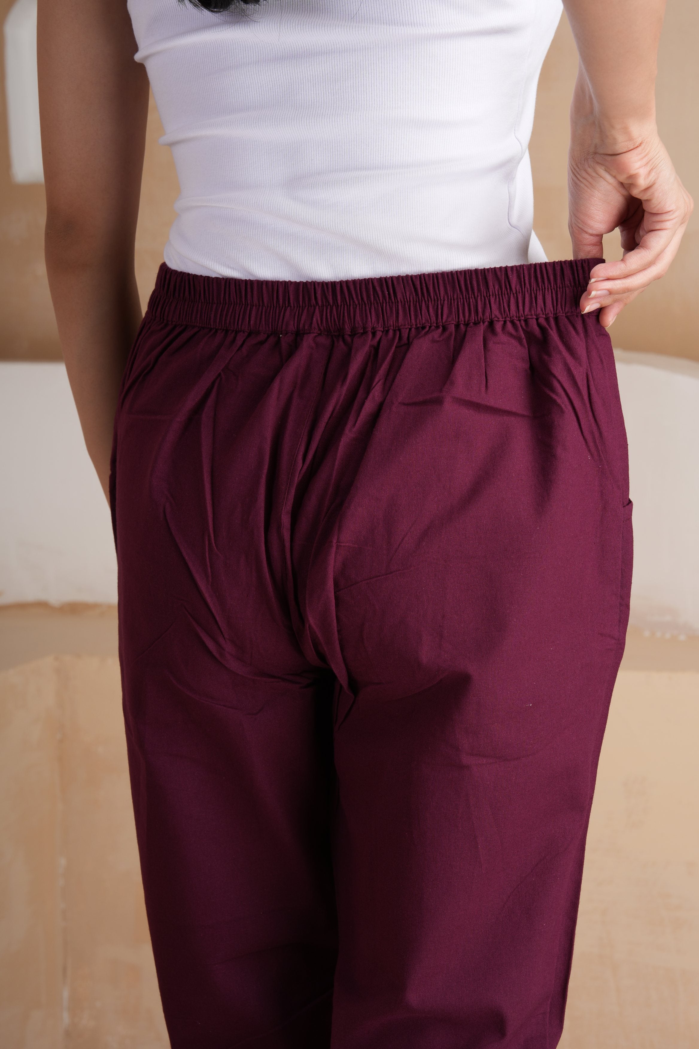Wine Cotton Pants