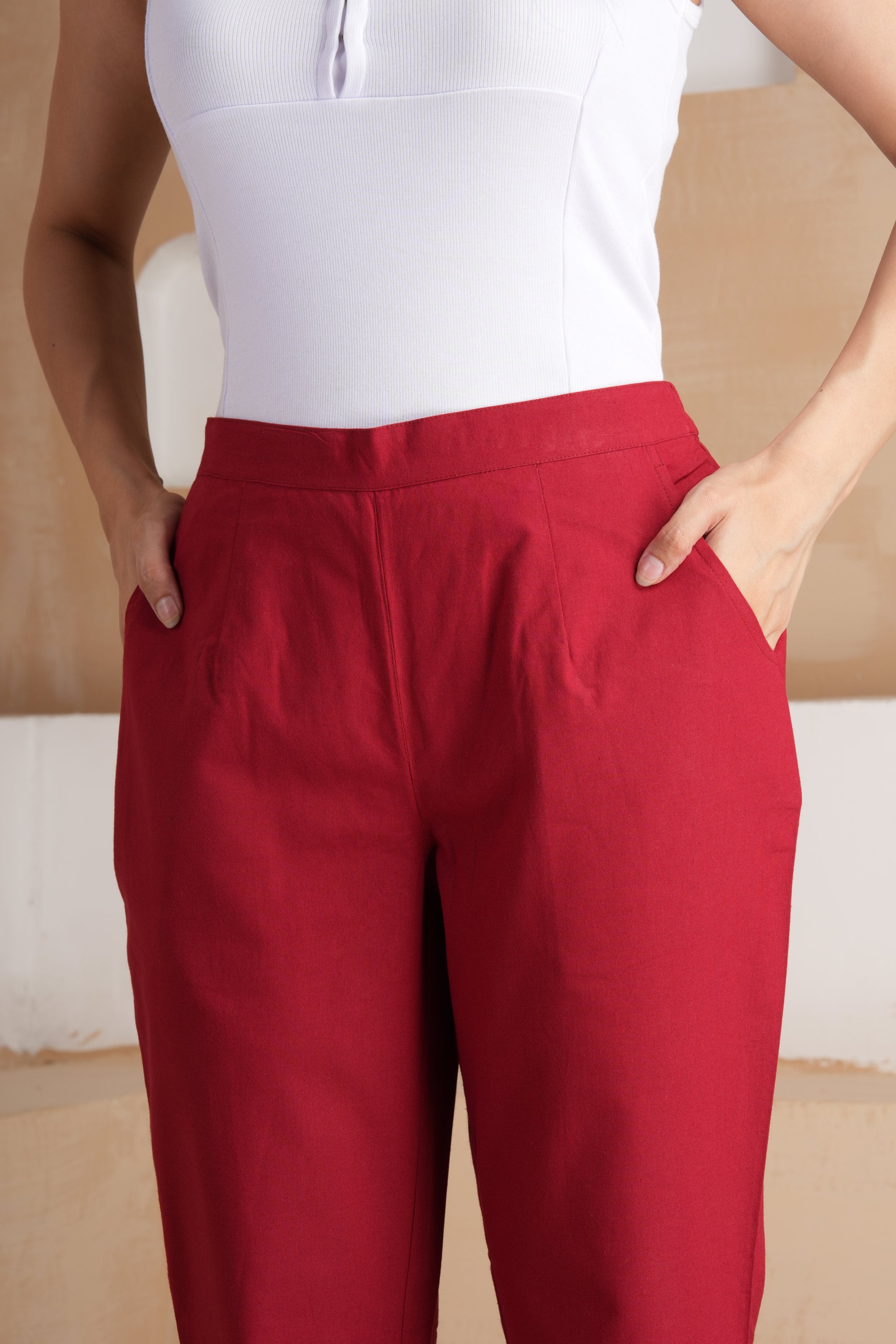 Maroon Cotton Pants