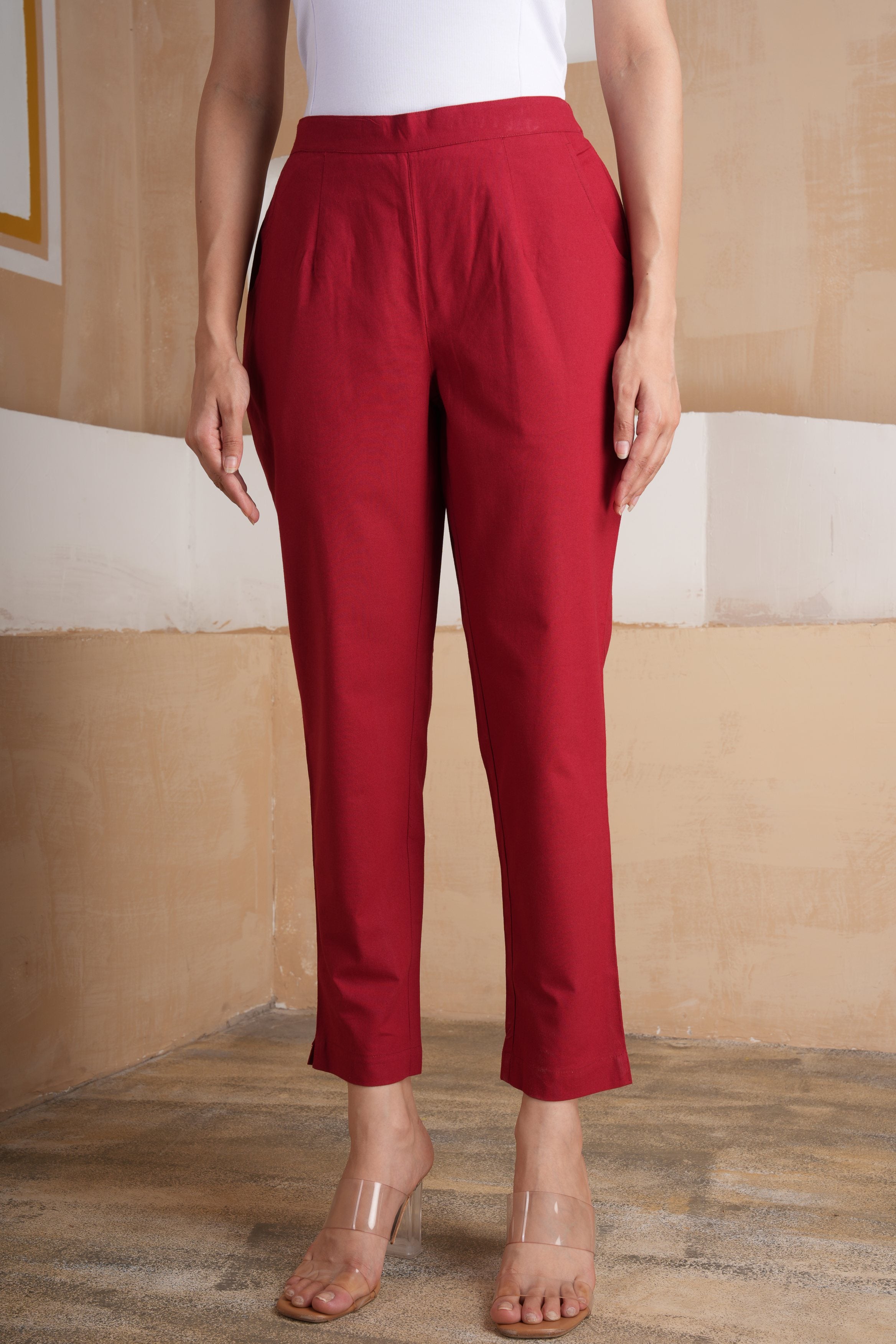 Maroon Cotton Pants