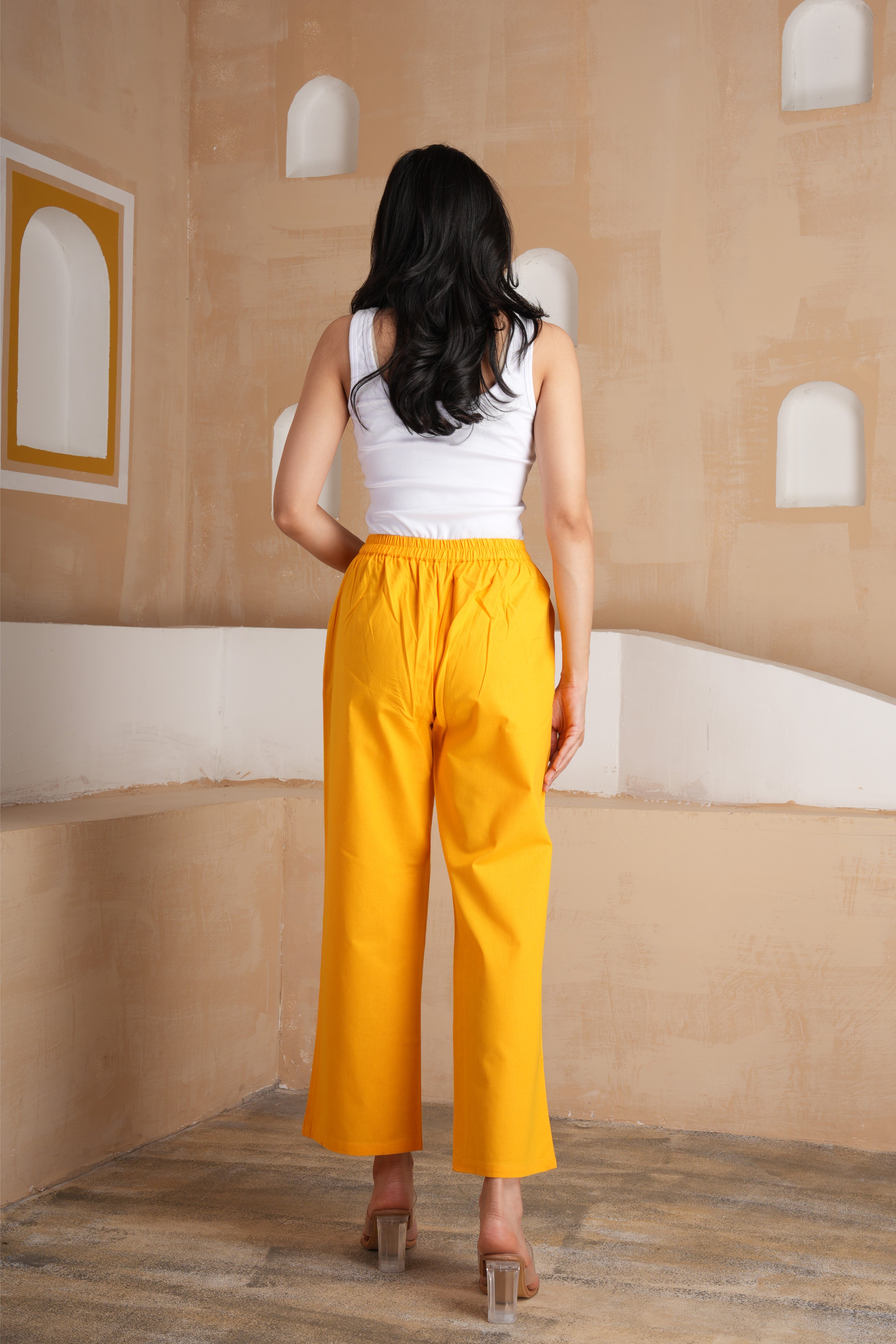 Mango Glow Wide Leg Cotton Pants