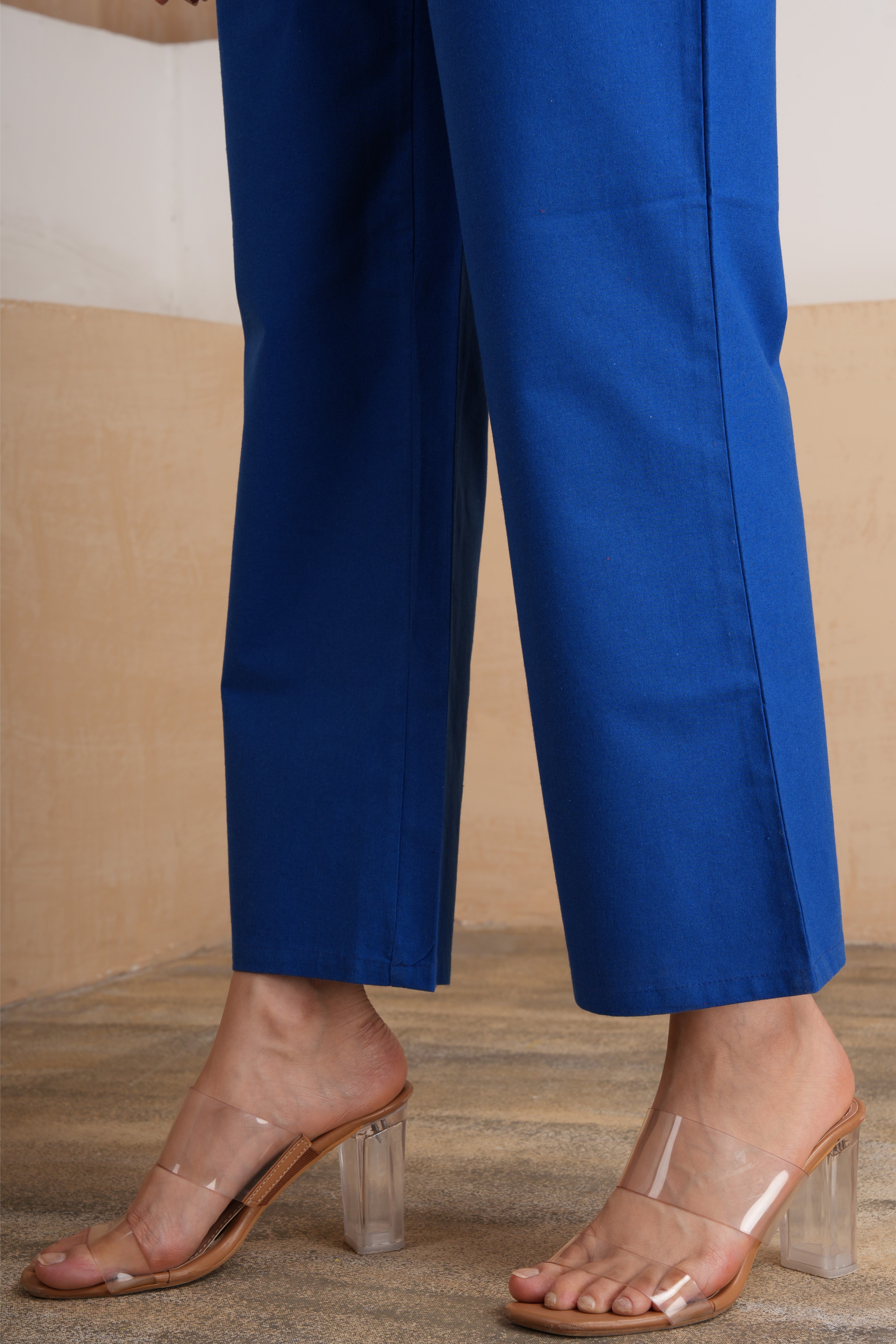 Royal Blue Wide Leg Cotton Pants