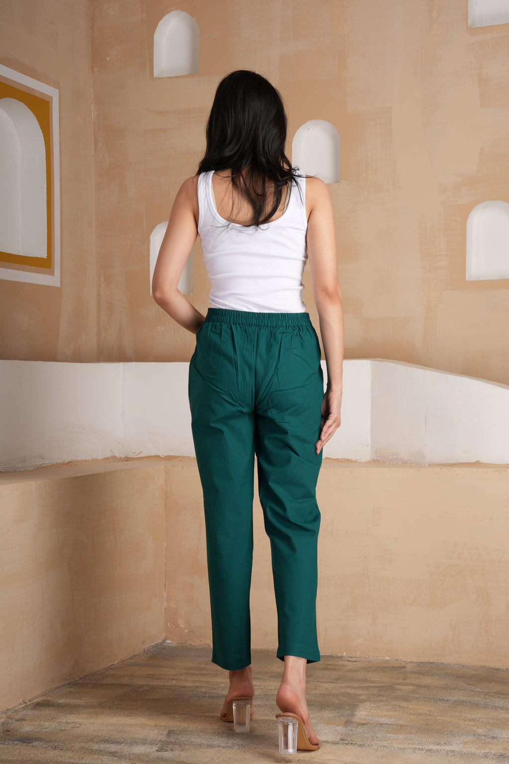 Bottle Green Cotton Pants