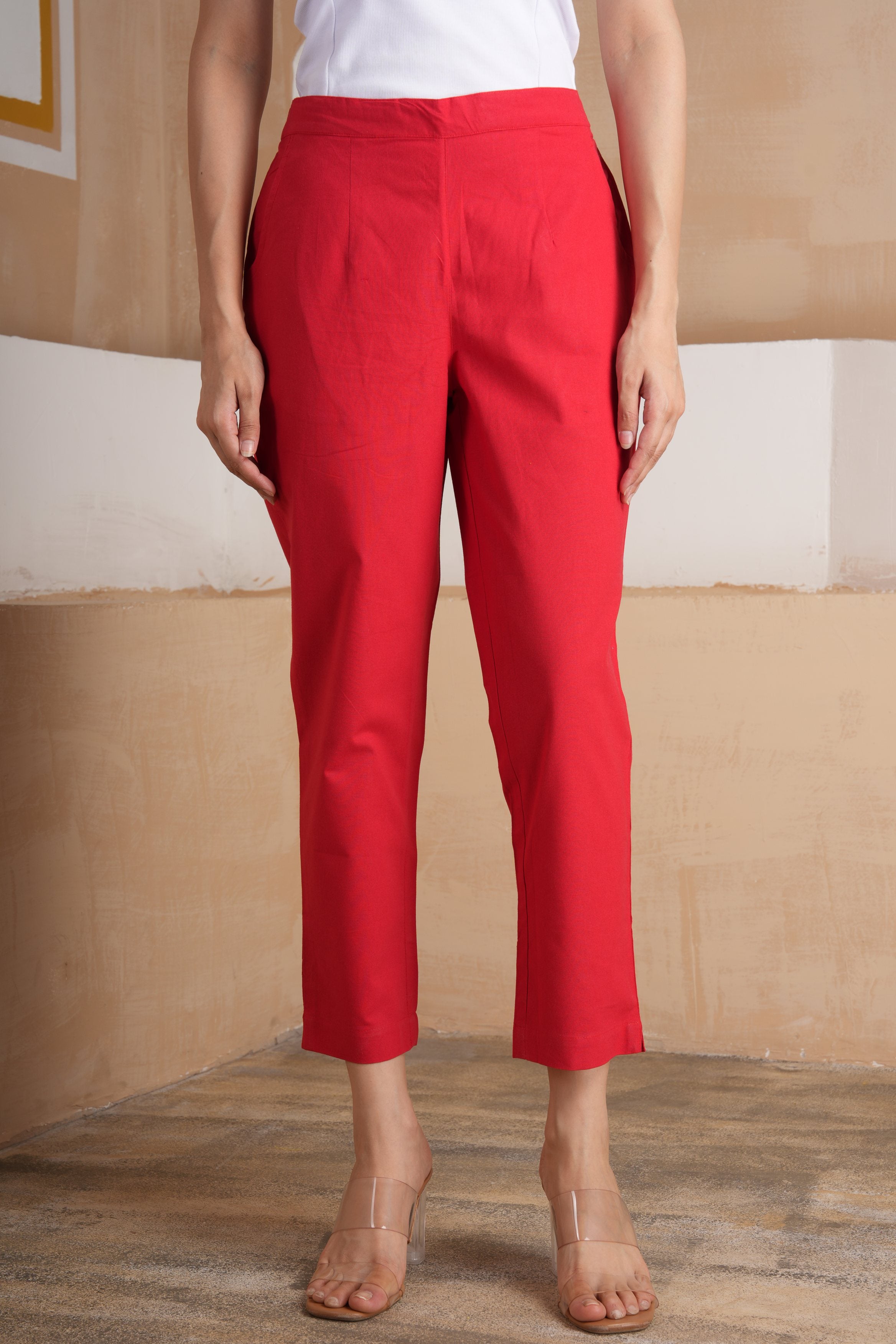 Red Cotton Pants