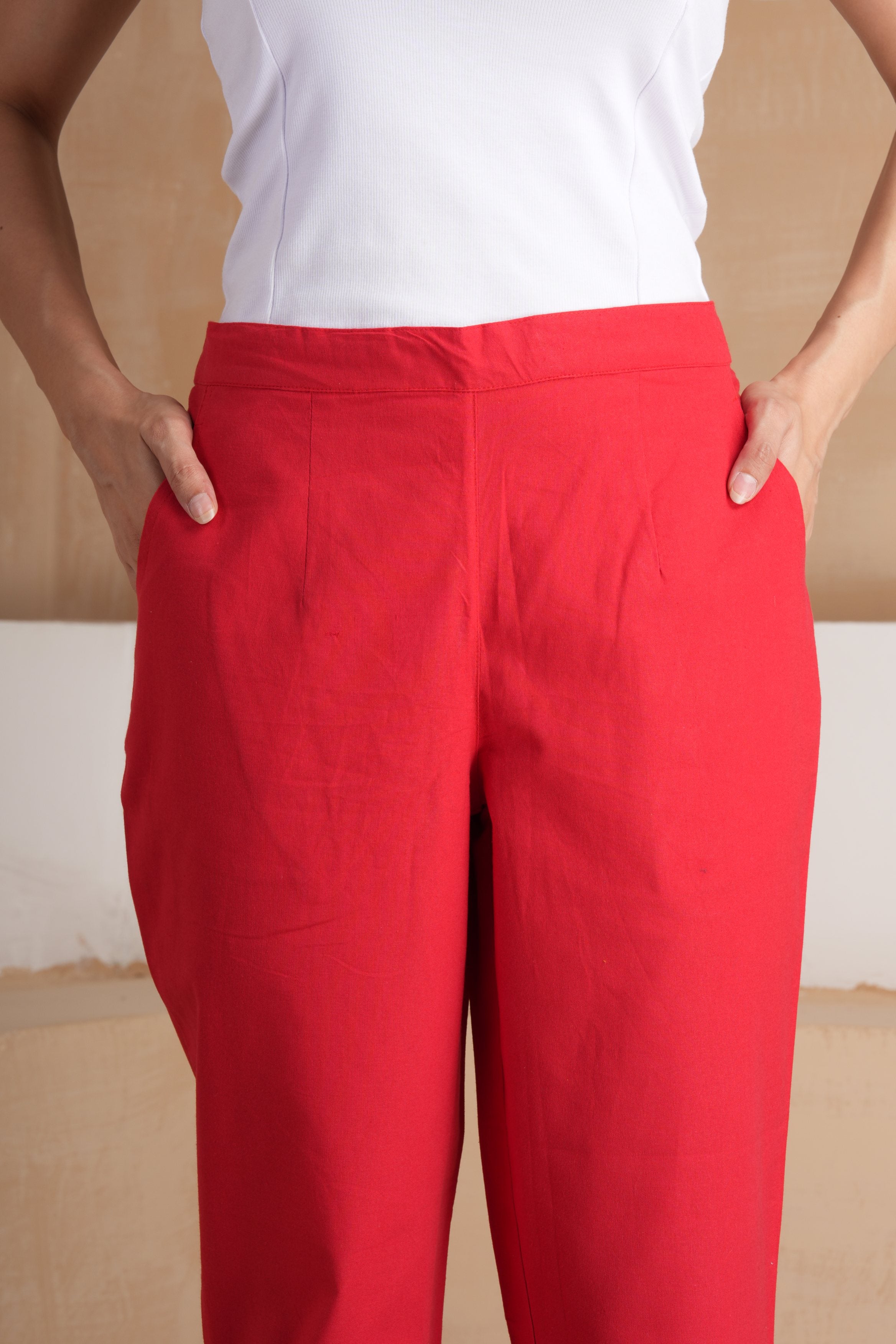 Red Cotton Pants