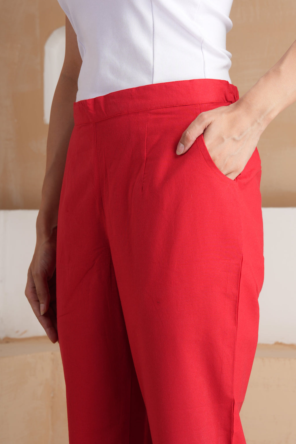 Red Cotton Pants