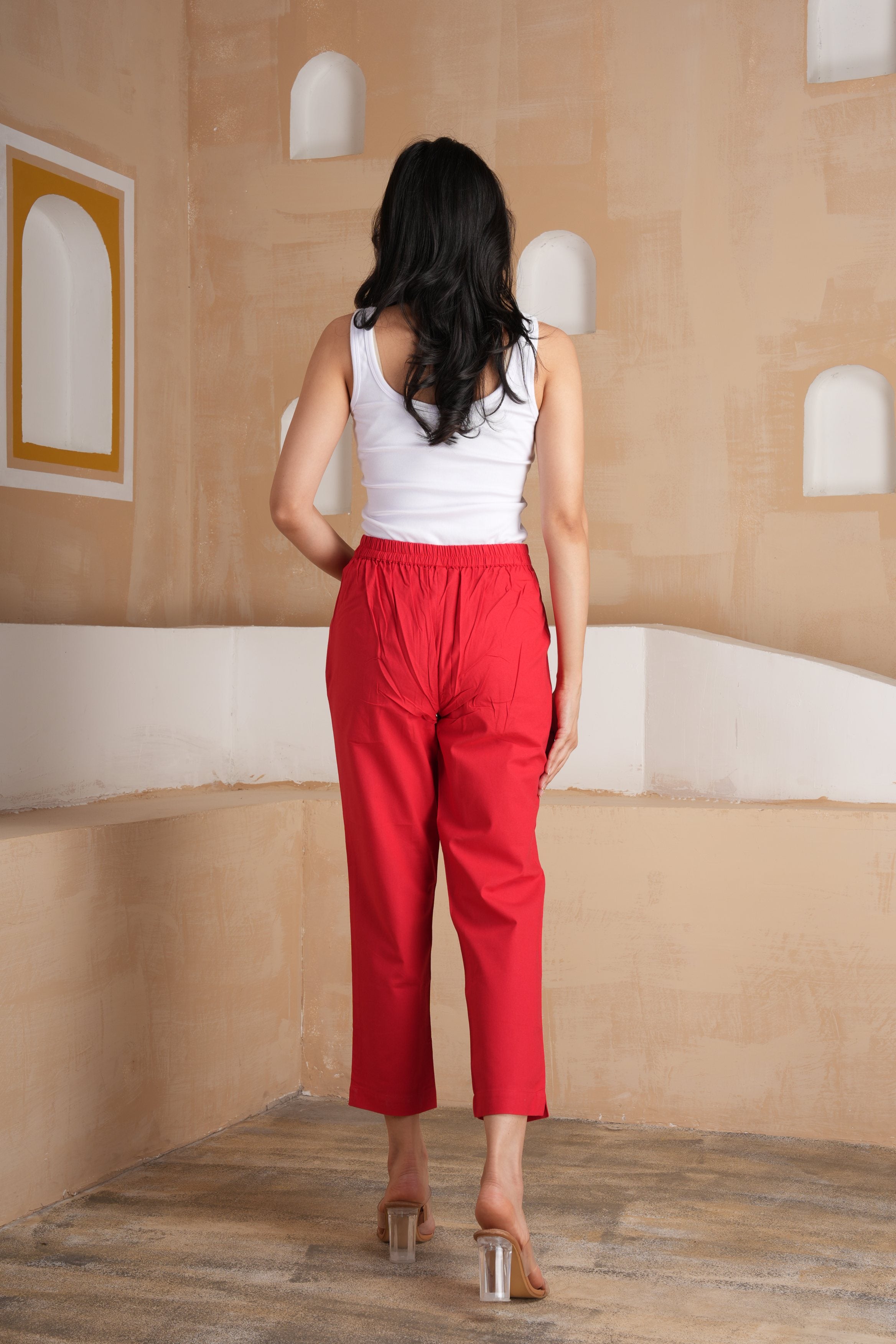 Red Cotton Pants