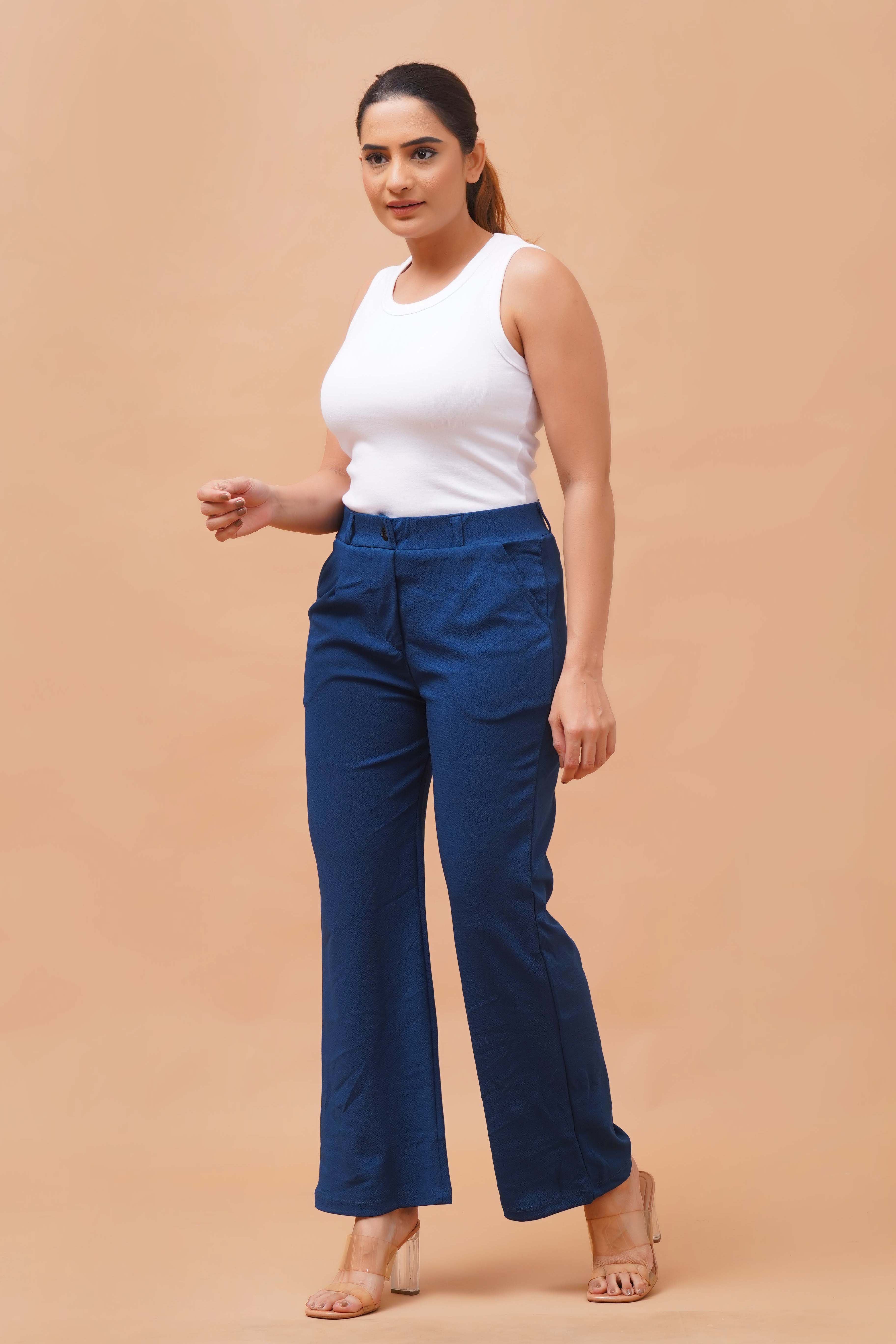 Harrozz Stretchable Valentino Pants Air Force Blue